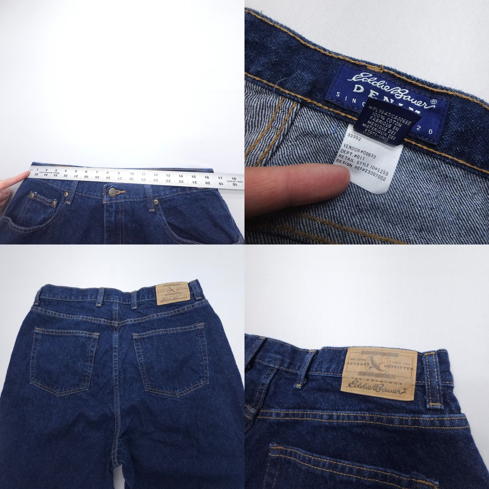 Eddie Bauer VINTAGE Eddie Bauer Jeans Womens 16 Dark Wash Rigid Cotton 90s Indigo Heavy Mom Jeans Mockup? Size 38" / US 16 / IT 52 - 8 Thumbnail