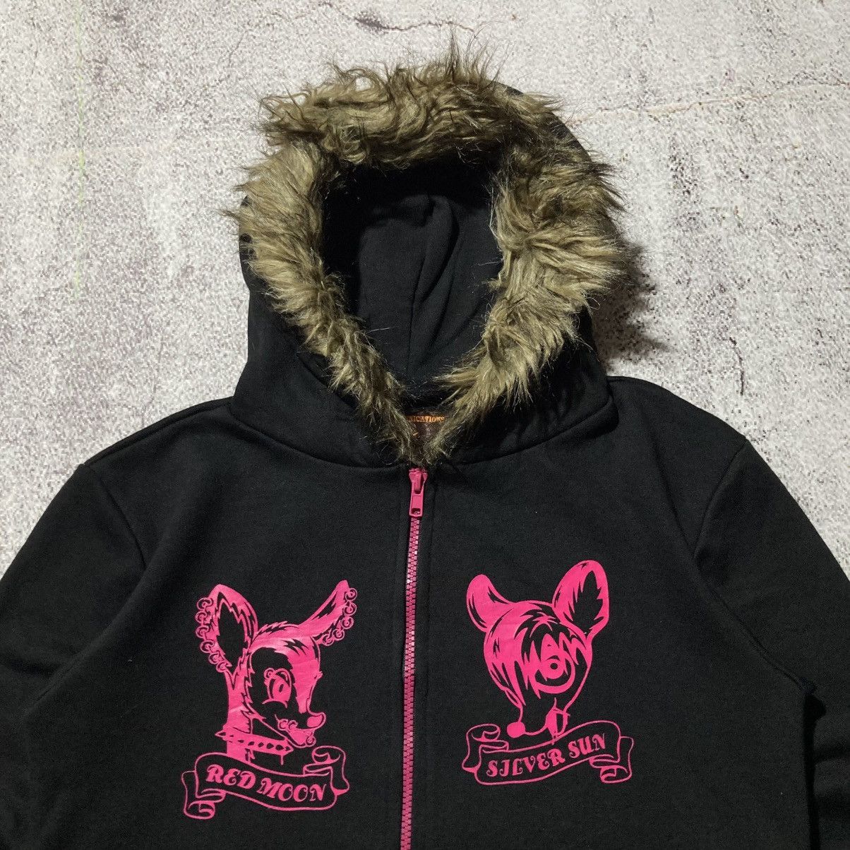 Japanese Brand 2000s High Communications Cartoon Fur Ziphoodie Black Lgb Size US S / EU 44-46 / 1 - 5 Thumbnail