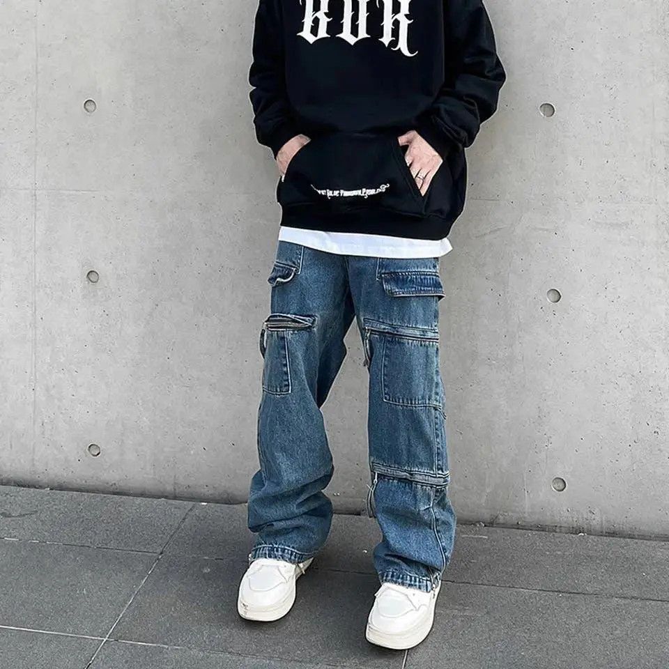 Japanese Brand × Jean Y2k Baggy Cargo Pants Denim Baggy Jeans Trousers Size US 28 / EU 44 - 9 Thumbnail