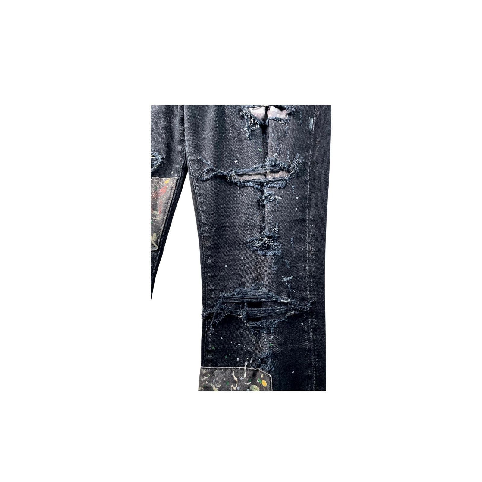 Amiri Amiri "Paint Splatter Art Patchwork" Black Wash Jeans Size US 32 / EU 48 - 3 Thumbnail