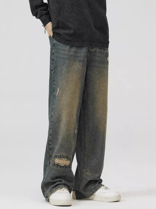 Japanese Brand × Jean Retro washed straight oversized ripped baggy jeans Size US 32 / EU 48 - 3 Thumbnail