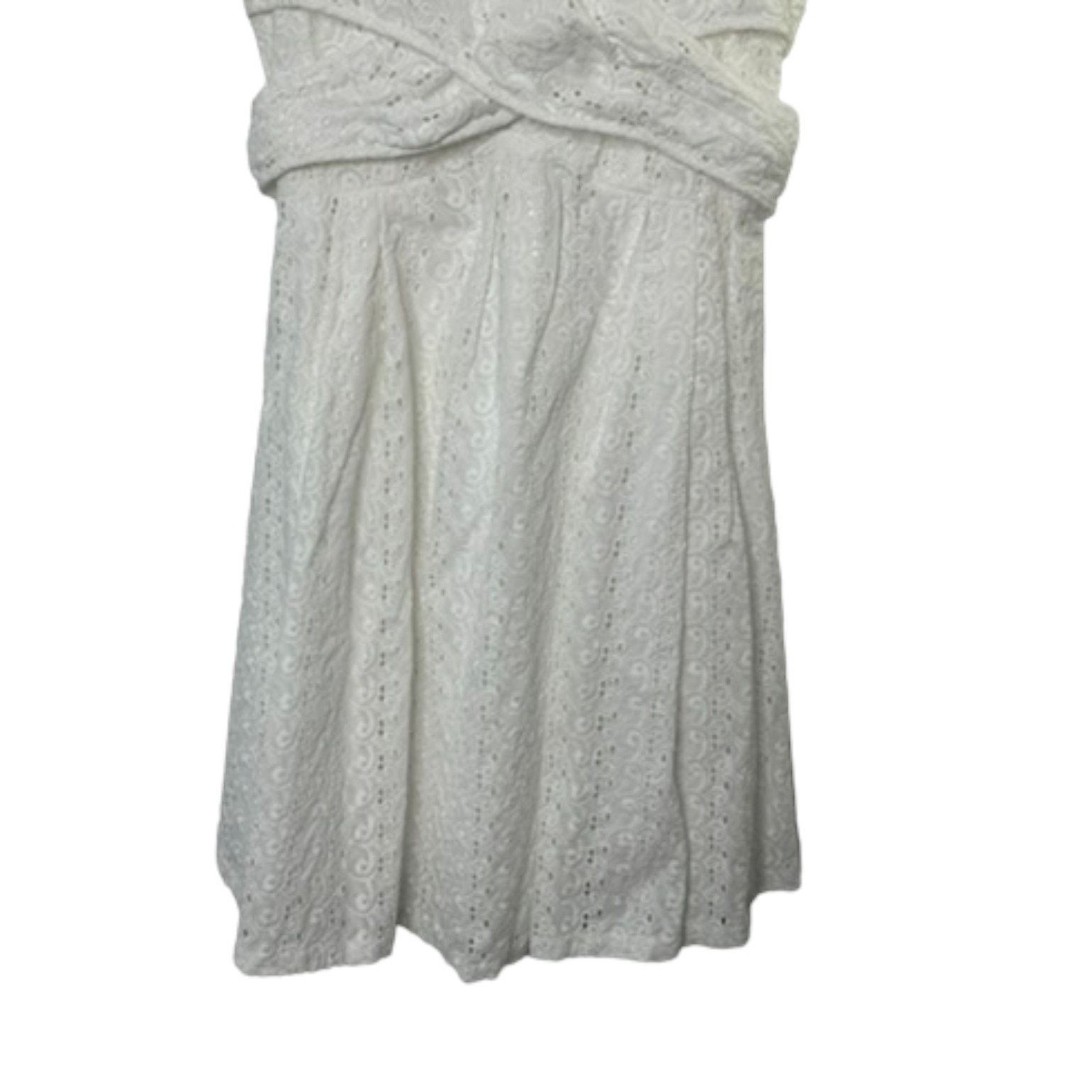 Nine West Nine West White Eyelet Surplice Fit & Flare Dress 12 Size XL / US 12-14 / IT 48-50 - 5 Thumbnail