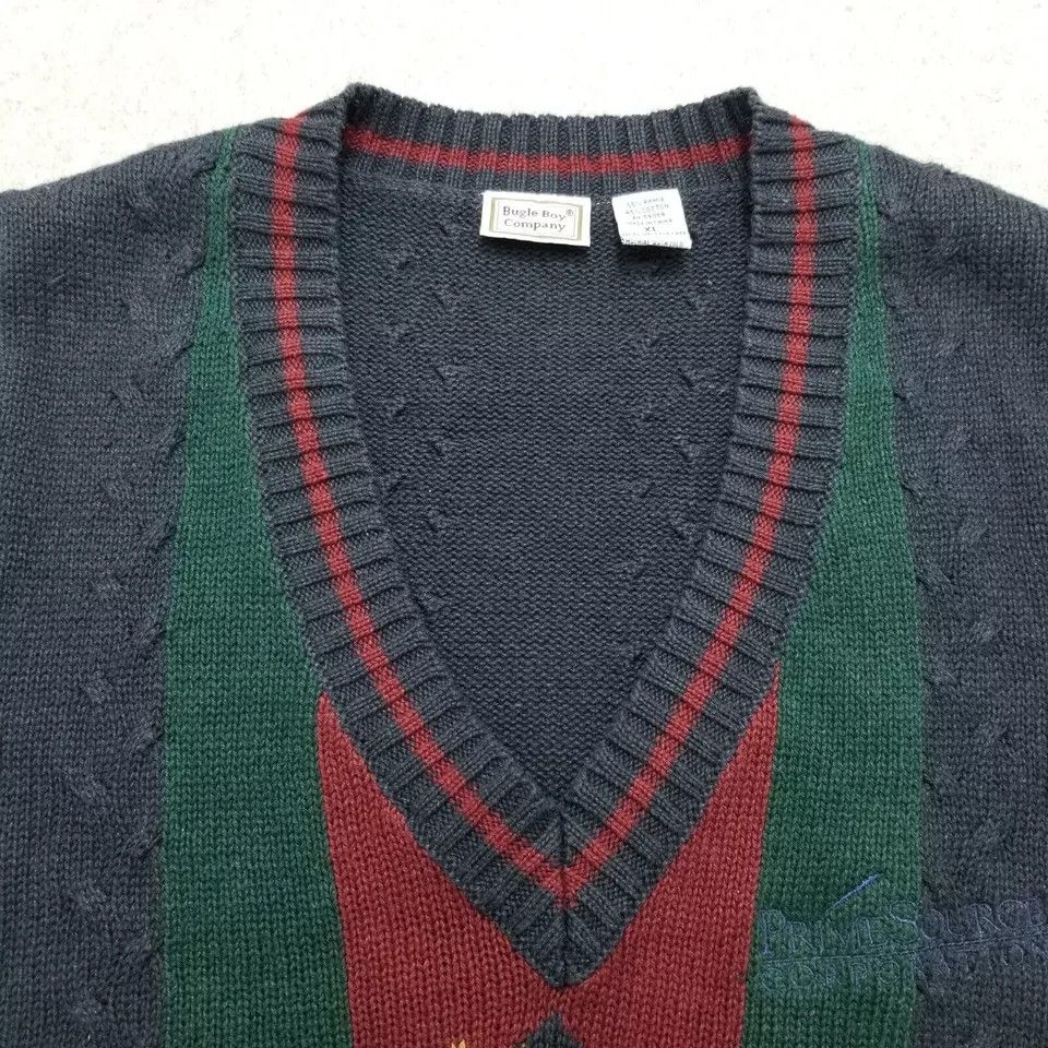 Bugle Boy Bugle Boy Sweater Men XL Blue Red Green Vest Pullover V Neck Size US XL / EU 56 / 4 - 5 Thumbnail