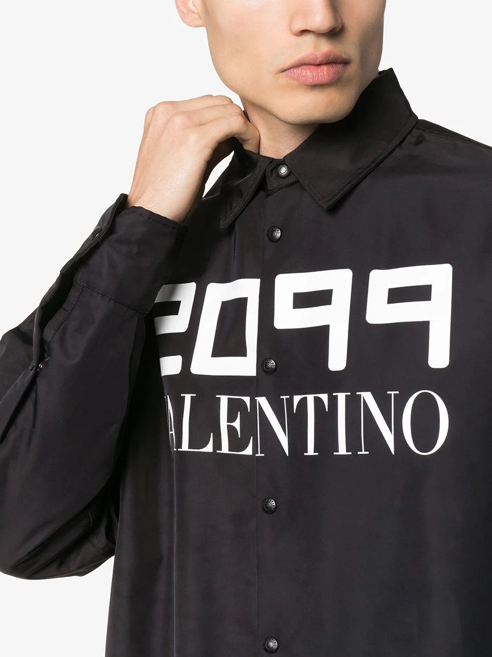 Valentino VALENTINO Logo Print Shirt Jacket Size US M / EU 48-50 / 2 - 6 Thumbnail