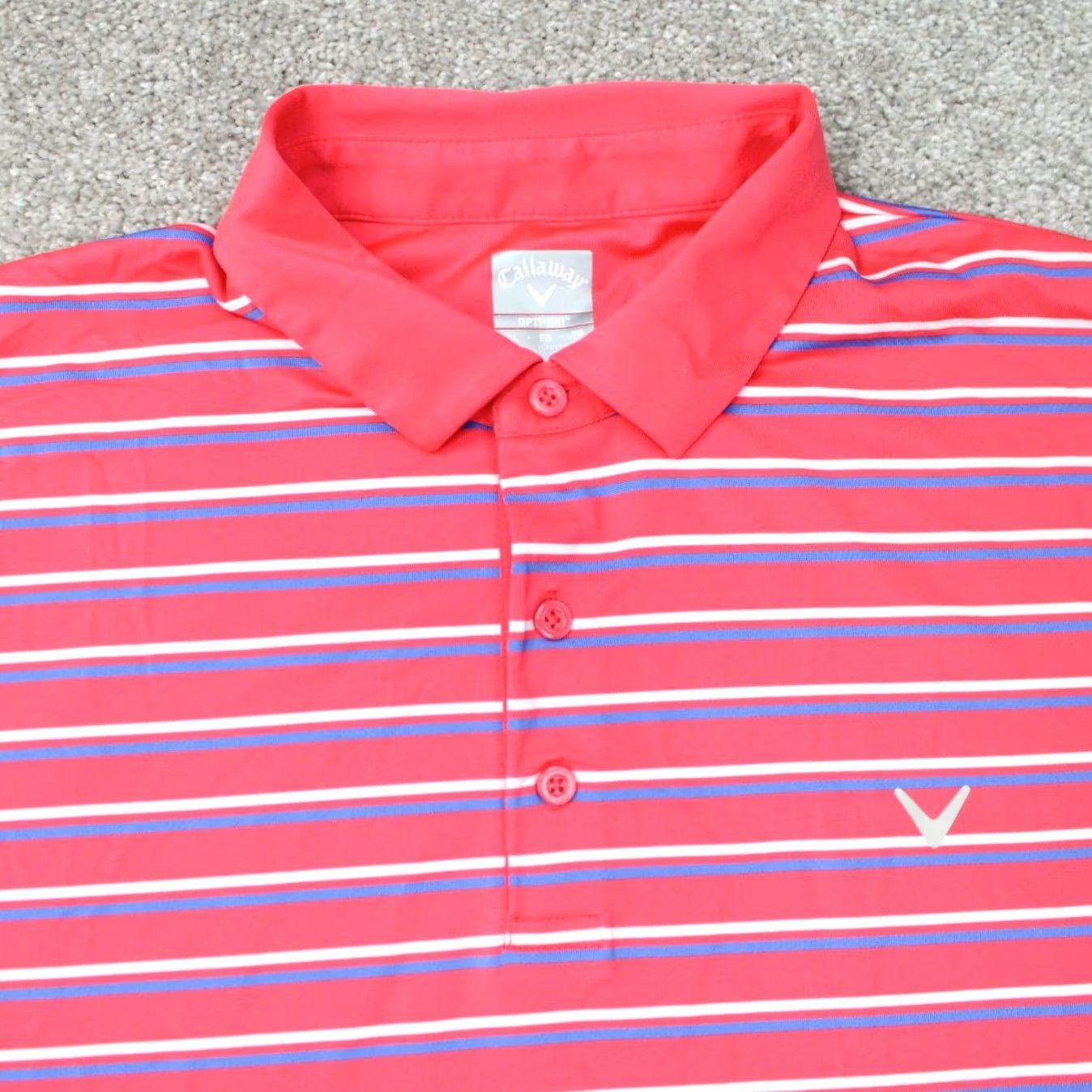 Callaway Callaway Opti-Dri Polo Shirt Men XL Pink/Blue Golf Short Sleeve Striped Breathable Stretch College Brand: Callaway? Size US XL / EU 56 / 4 - 5 Thumbnail