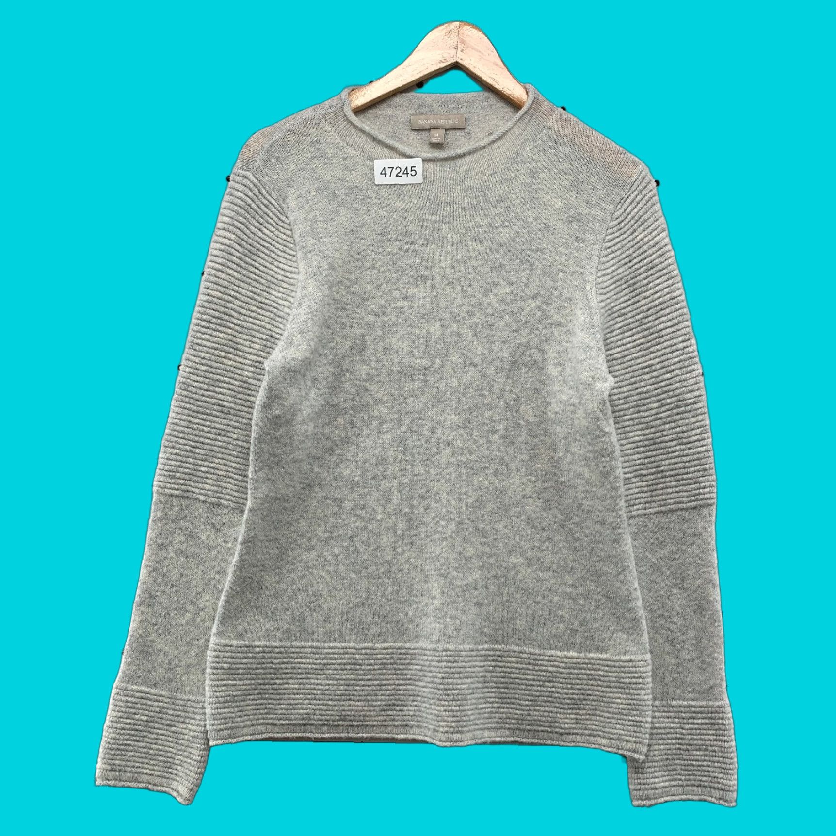 Banana Republic Banana Republic Merino Wool Alpaca Sweater Womens M Gray Mock Neck Ribbed Sleeve Pullover Knit Medium Womens Size M / US 6-8 / IT 42-44 - 1 Thumbnail