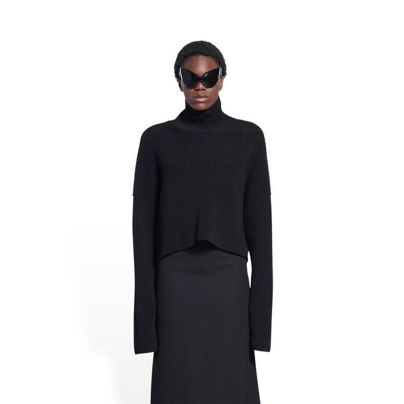 Balenciaga o1bcso1str0326 Cropped Sweater in Black Size M / US 6-8 / IT 42-44 - 5 Thumbnail