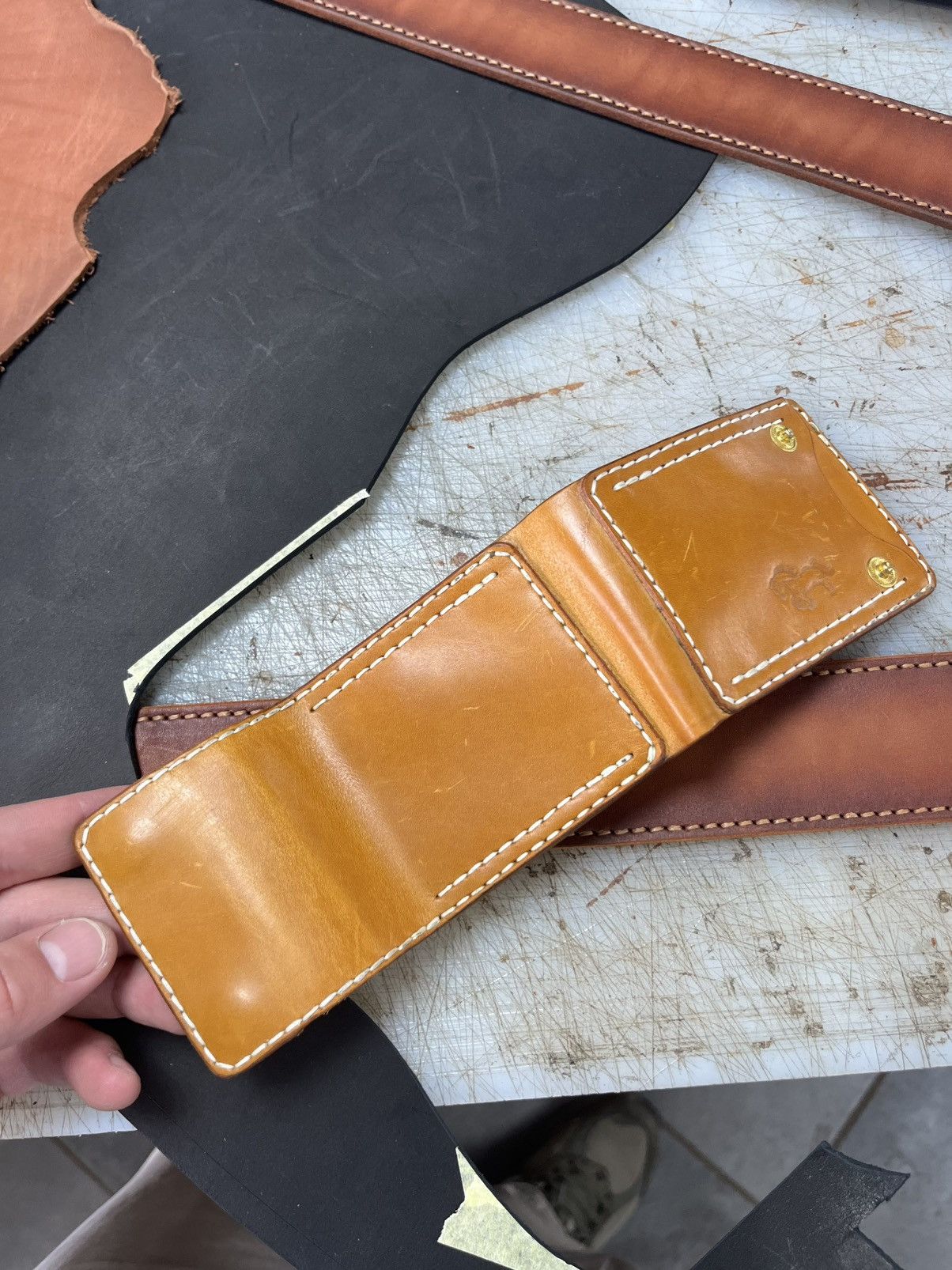 Other Handmade Leather Wallet Card Holder Brown Slim Bifold Craft Size ONE SIZE - 10 Thumbnail