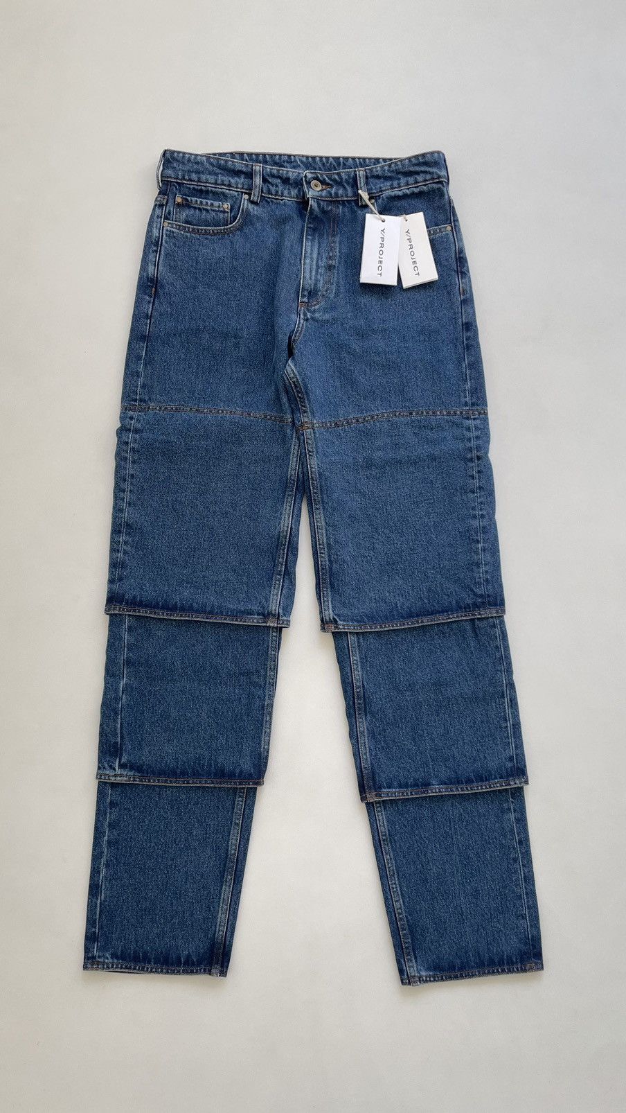 Y/Project Triple Layer Washed Blue Denim Jeans Size US 32 / EU 48 - 2 Thumbnail