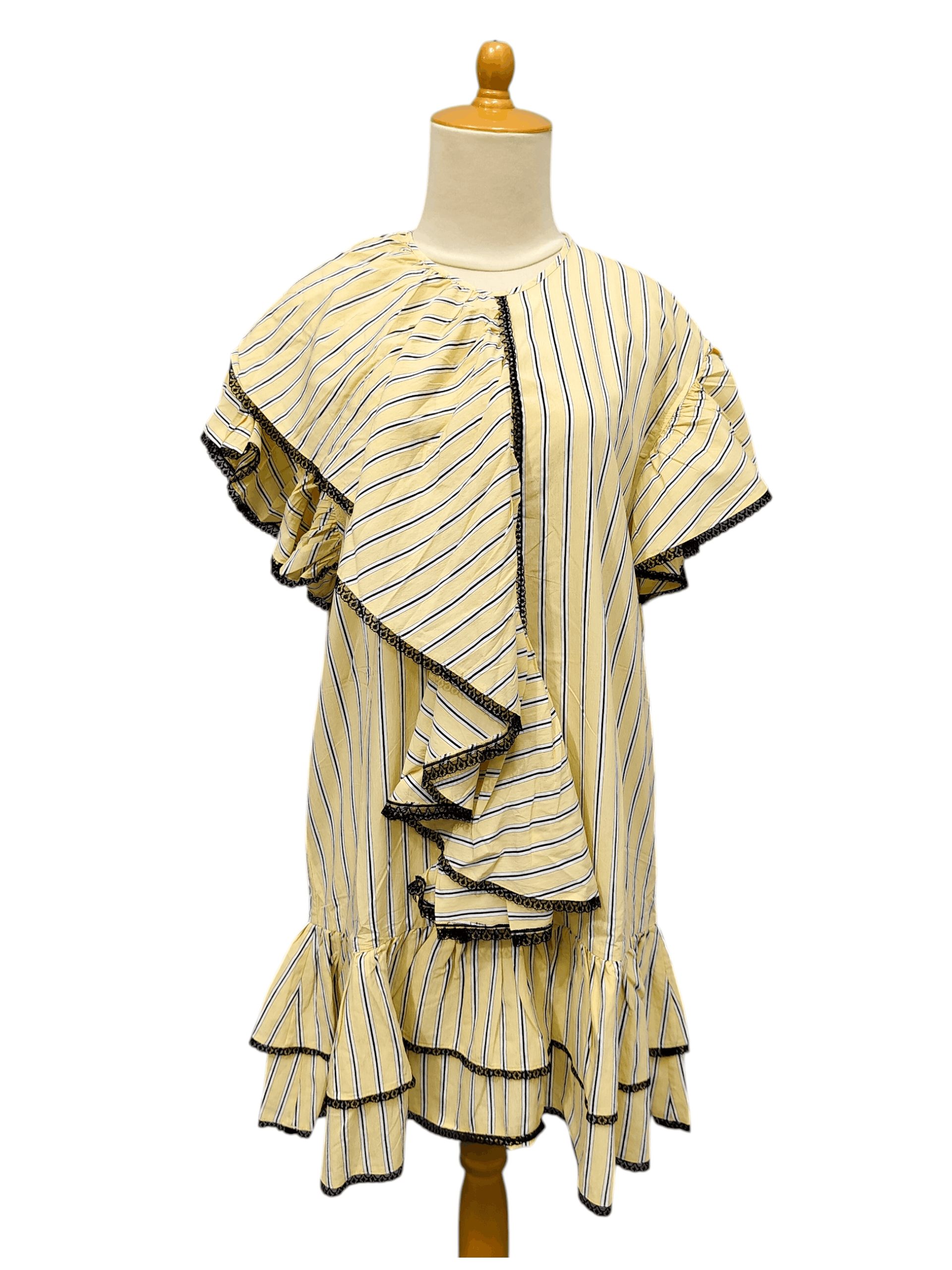 MSGM FW18 MSGM- Runway Asymmetric Layered Ruffle Striped Dress Size M / US 6-8 / IT 42-44 - 1 Thumbnail