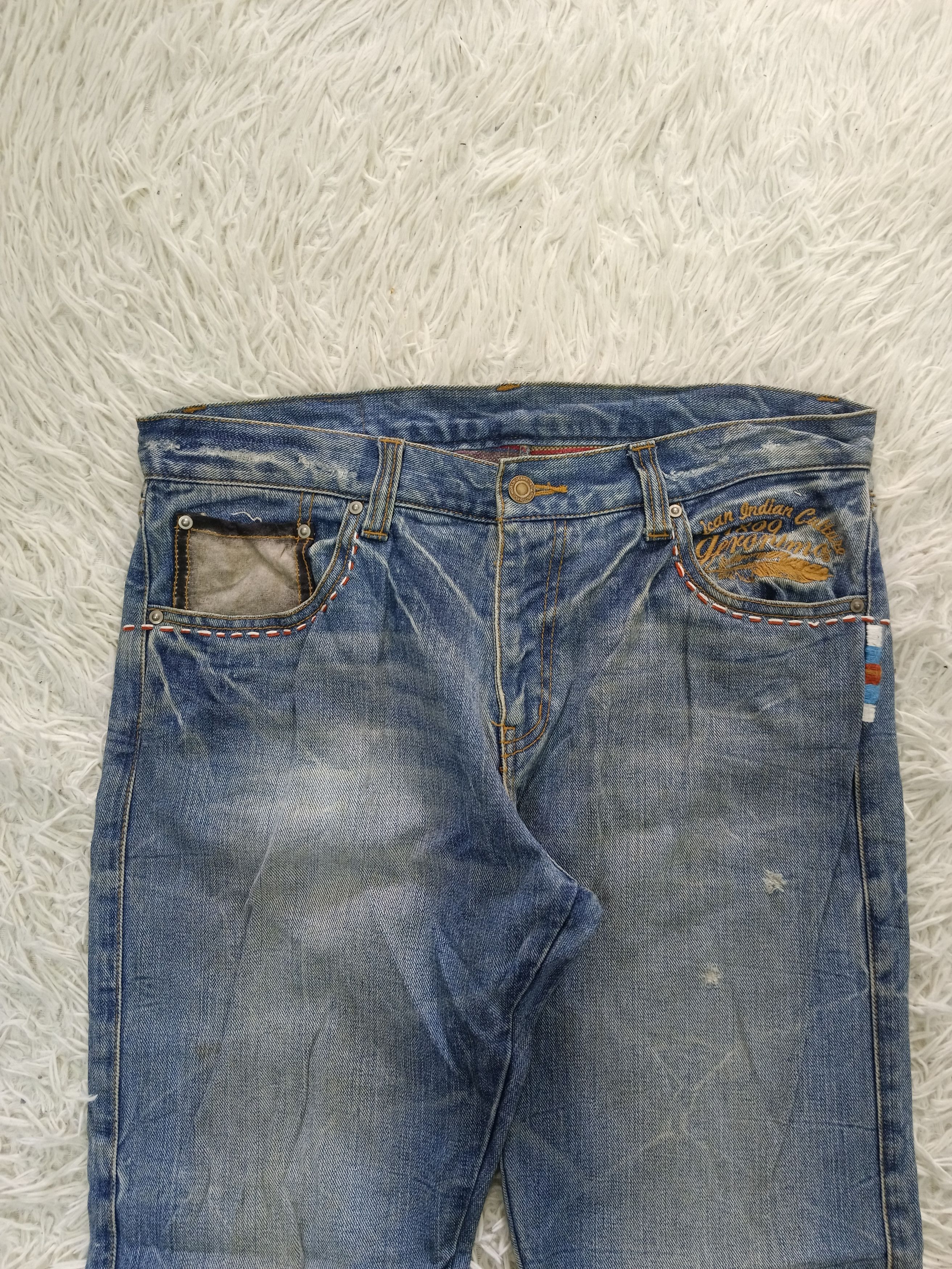 Japanese Brand NATIVE ART GERONIMO DISTRESSED DENIM PANTS Size US 32 / EU 48 - 3 Thumbnail