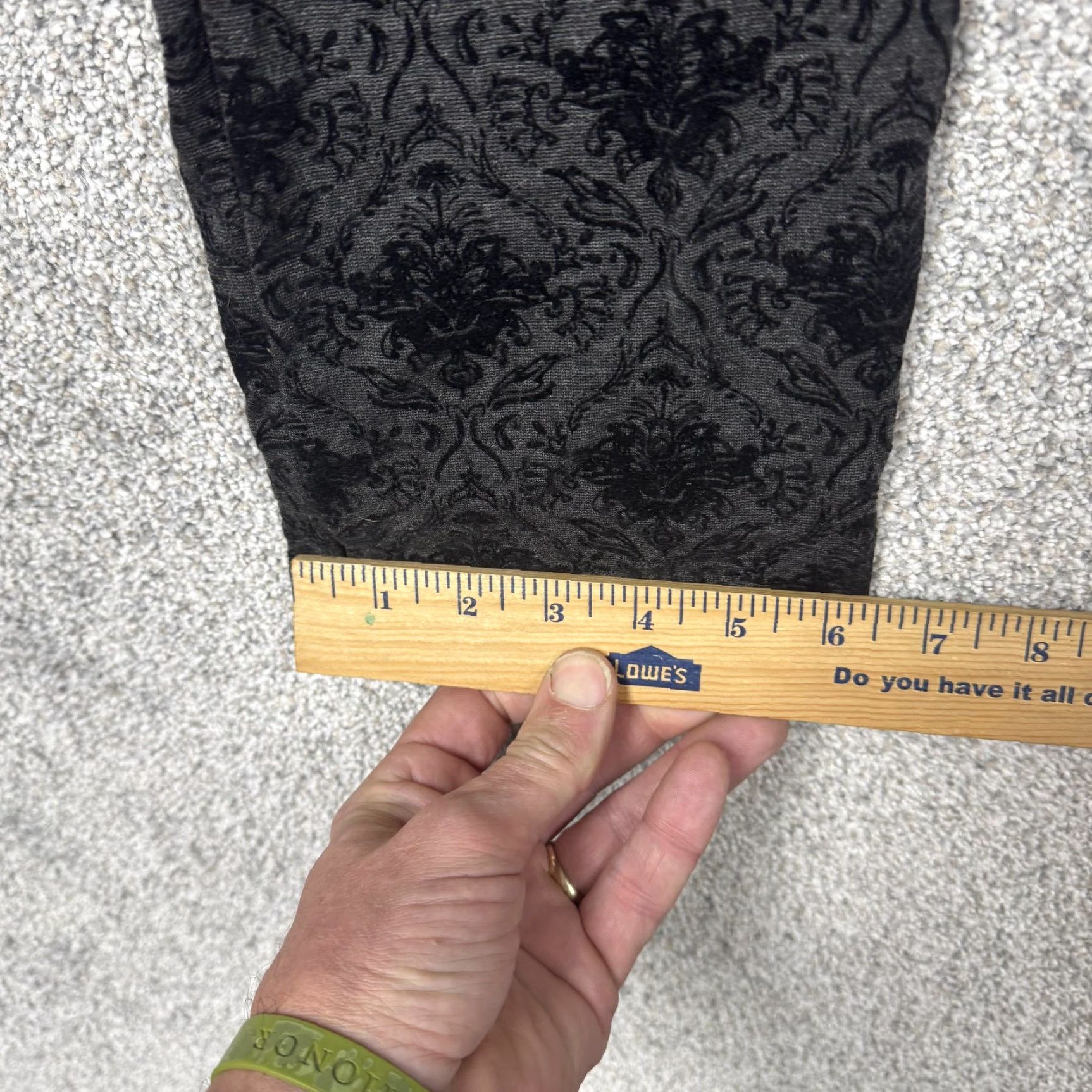 Vintage Zac & Rachel Pants L Black Floral Jacquard Ankle Stretch Pull On Elastic Waist Womens Tapered Inseam 24.5in Size 36" / US 14 / IT 50 - 3 Thumbnail