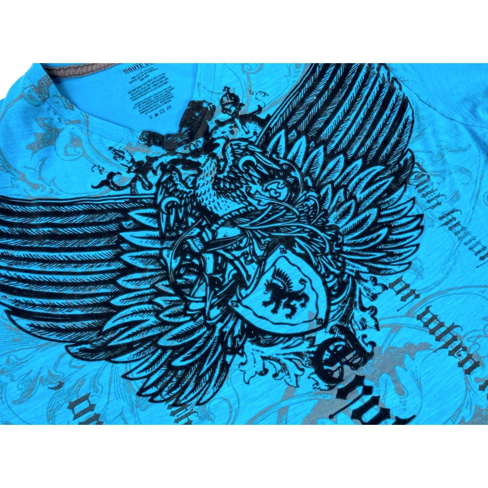 Route 66 VINTAGE Route 66 Wing Tribal V-Neck Graphic T-shirt Men Large Blue, T-Shirt, Route 66, Tribal, Graphic Print, XL? Size US L / EU 52-54 / 3 - 2 Thumbnail