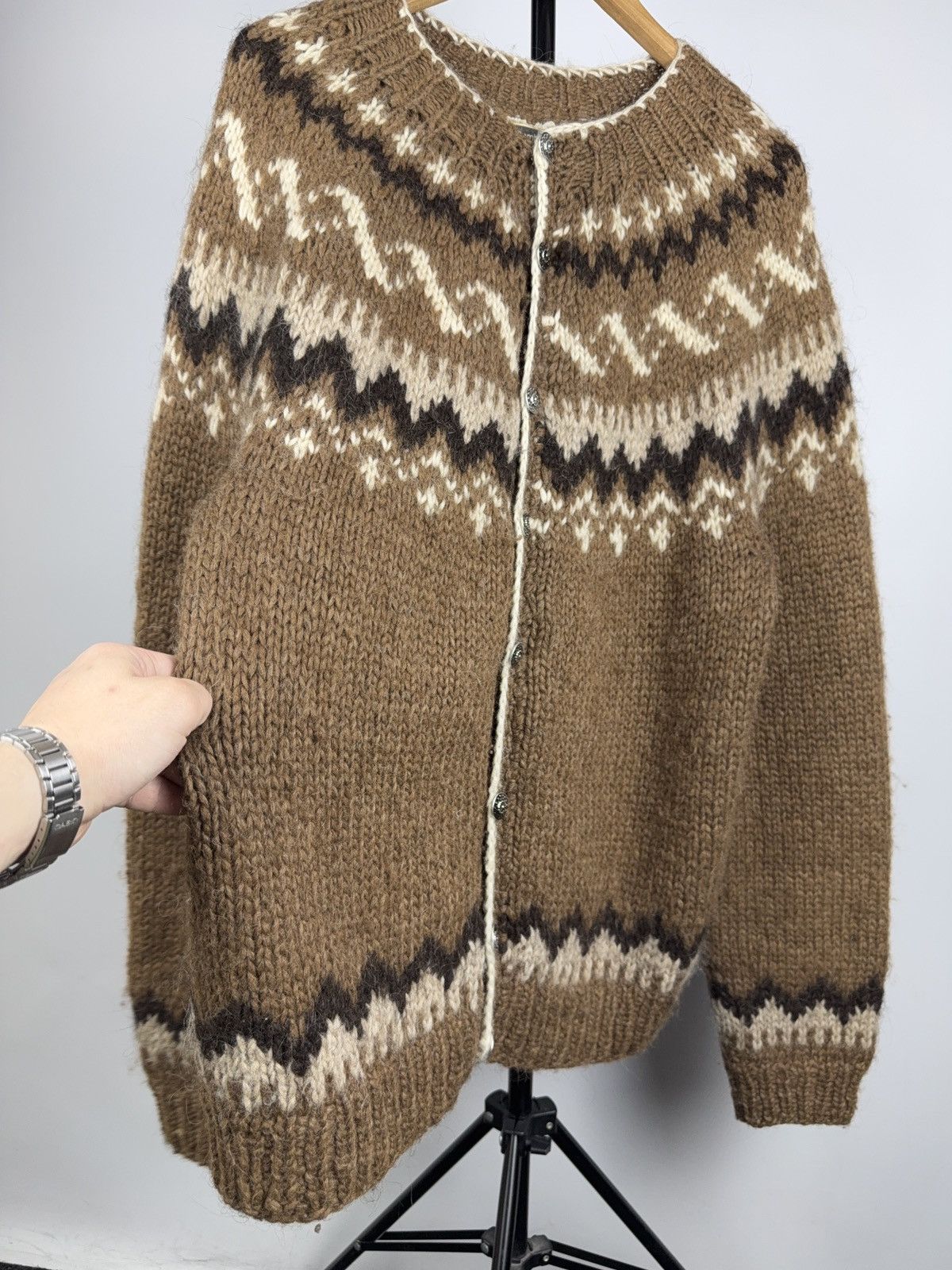 Vintage Nordic Wool Iceland Cardigan Dale Of Norway Style Brown Size US XL / EU 56 / 4 - 4 Thumbnail