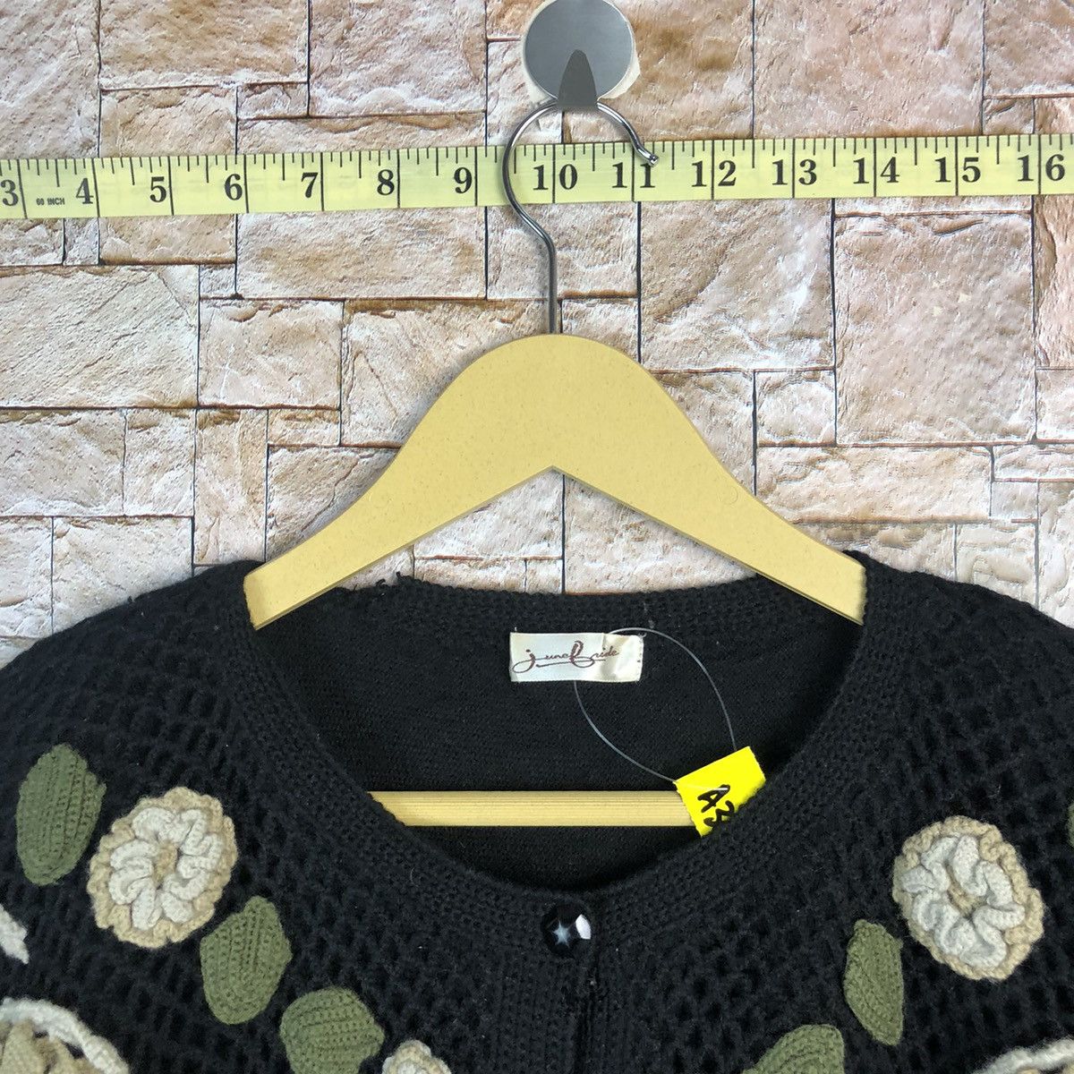 Vintage June Bride Black crochet art Cardigan knitted vintage #A371 Size M / US 6-8 / IT 42-44 - 4 Thumbnail