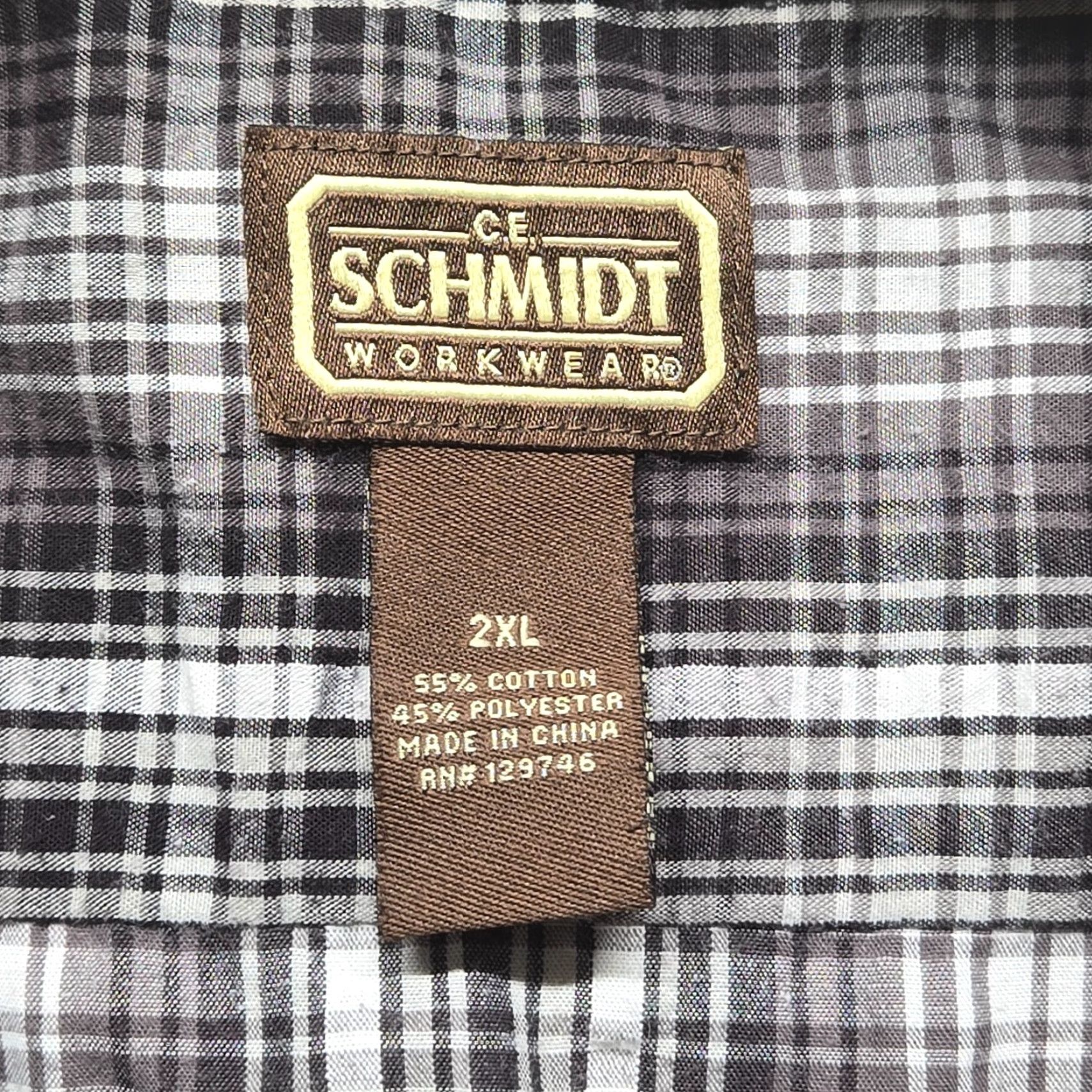 Vintage C.E. Schmidt Shirt Button-Up Brown Plaid Outdoor Workwear Men 2XL Size Button-Down Long Sleeve Cotton Polyester Pocketed Size US XXL / EU 58 / 5 - 3 Thumbnail