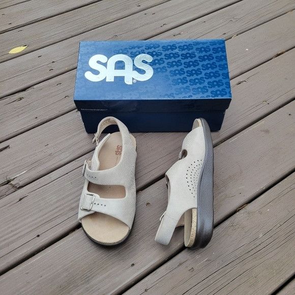 SAS SAS Relaxed Web Linen Cream Leather Comfort Walking Sandals Size US 7.5 / IT 37.5 - 5 Thumbnail