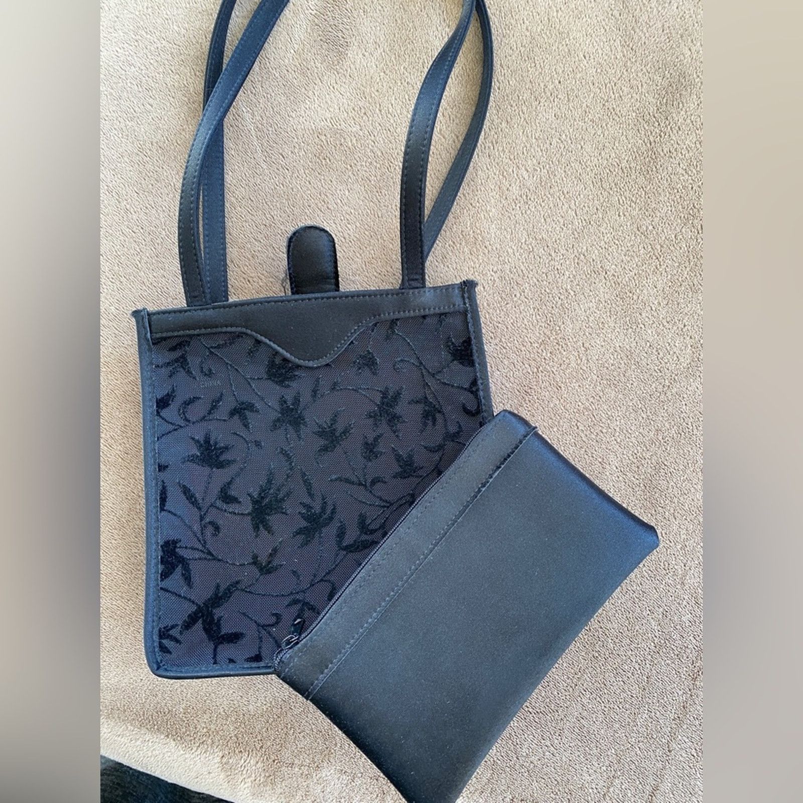 Other Black Velvet Burnout Evening Bag with Satin Insert - Vintage Size ONE SIZE - 2 Thumbnail