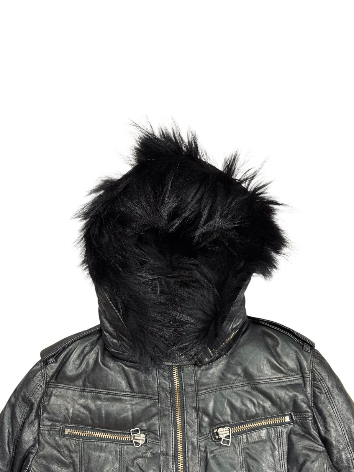 Yasuyuki Ishii 2000s Maniac Works - Fur Hoodie Leather Rider Jacket Size US M / EU 48-50 / 2 - 8 Thumbnail