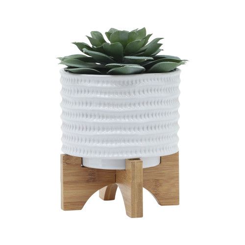 Designer × Homemade 5" TEXTURED PLANTER W/ STAND, WHITE Size US L / EU 52-54 / 3 - 4 Thumbnail