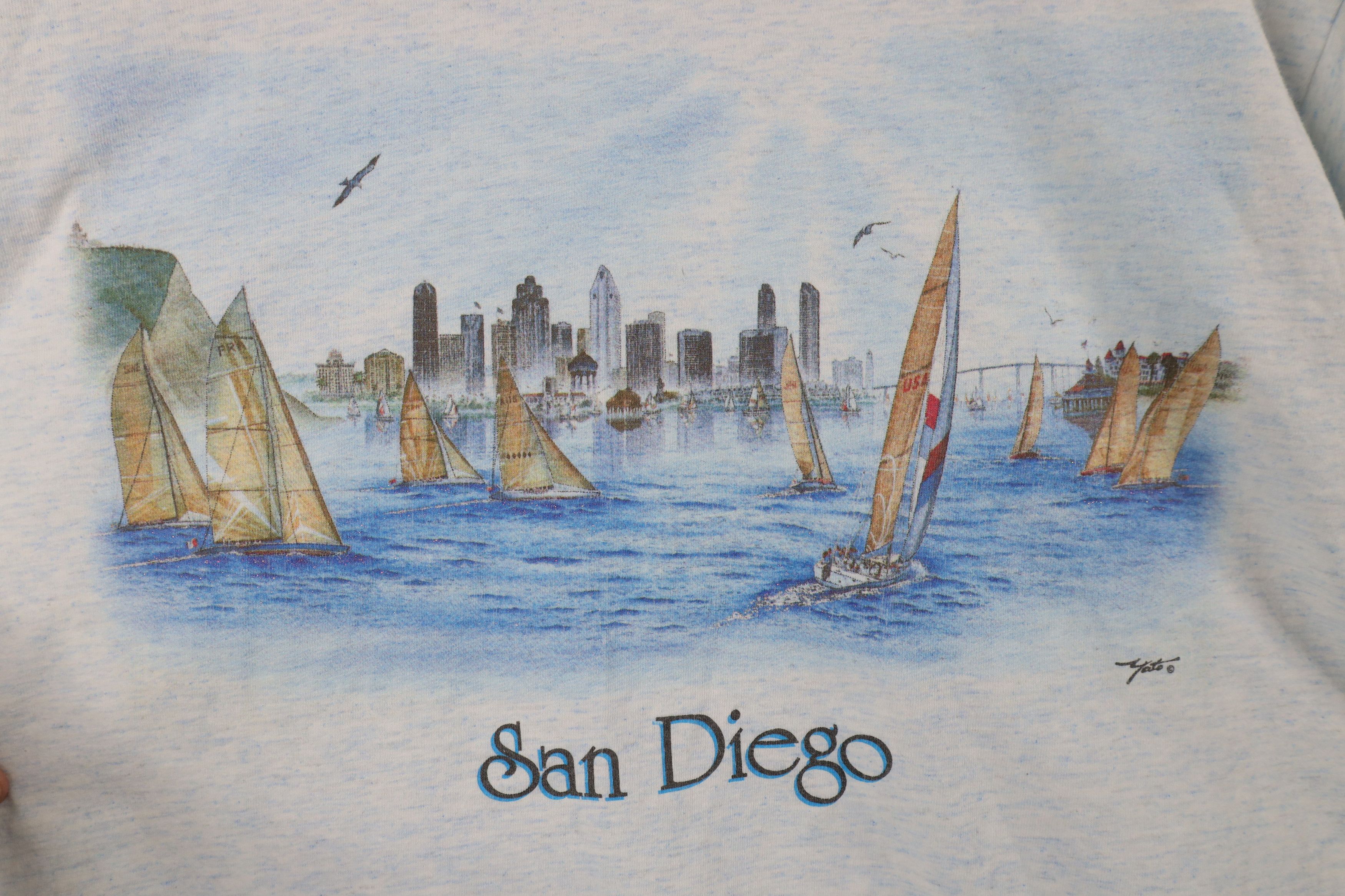 Vintage Vintage 90s Streetwear Spell San Diego Sailboat T-Shirt USA Size US L / EU 52-54 / 3 - 4 Thumbnail