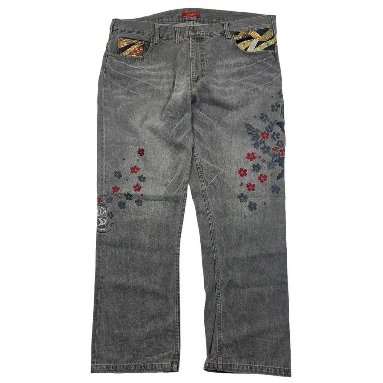 Japanese Brand Vintage Embroidered Koi Fish Japanese Denim Jeans Waist 42” Size US 42 / EU 58 - 7 Thumbnail