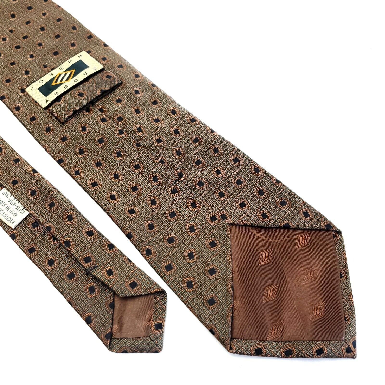 Joseph Abboud Joseph Abboud Green Brown Woven Abstract Geometric Wide Silk Size ONE SIZE - 5 Thumbnail