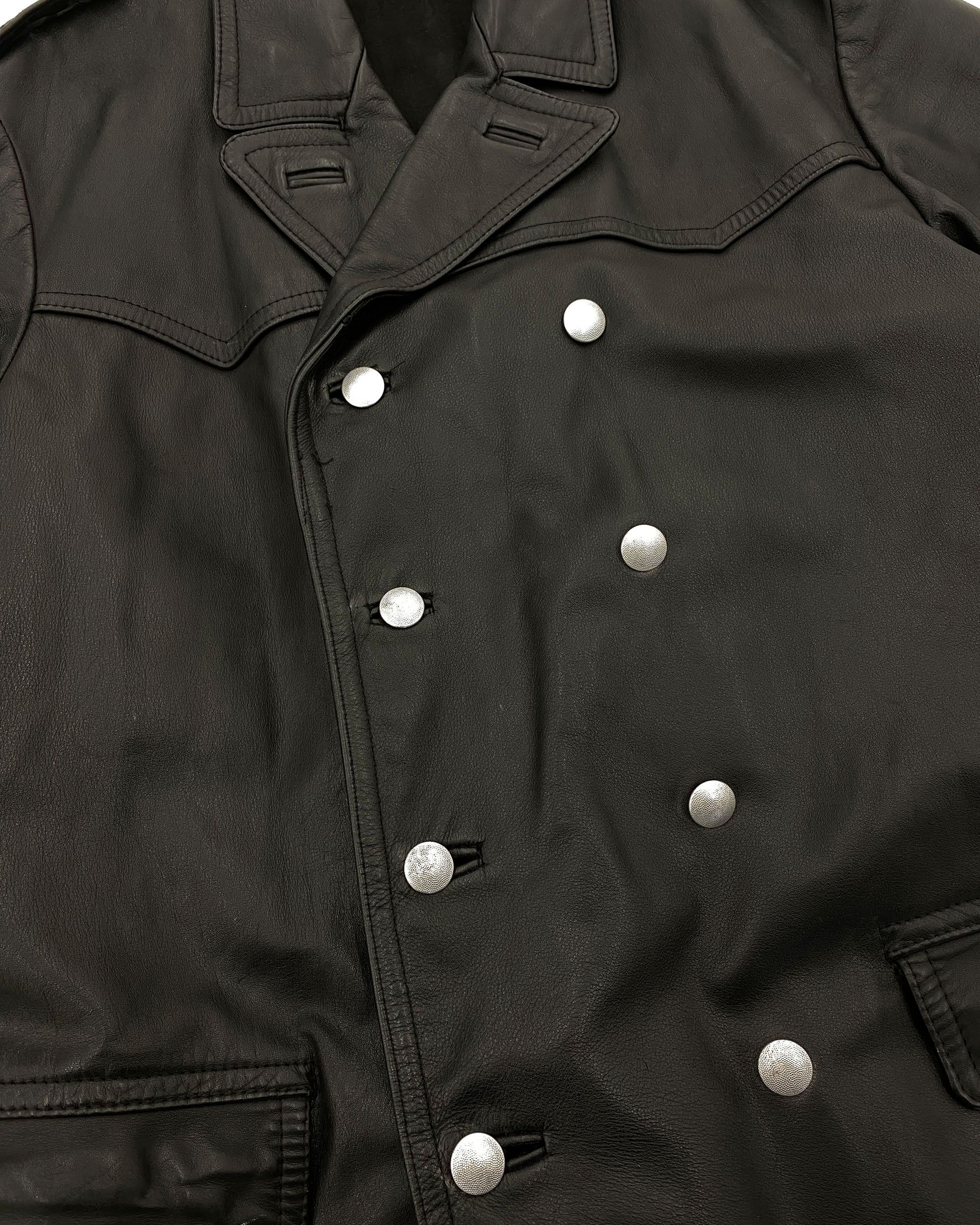 Vintage 1970s Double Breasted Long Leatherjacket Size US L / EU 52-54 / 3 - 3 Thumbnail