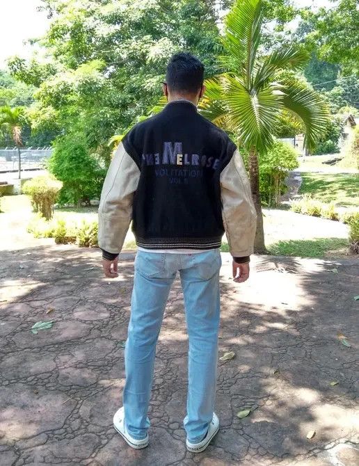 Vintage Melrose Varsity Jacket Leather Sleeve Size US M / EU 48-50 / 2 - 2 Thumbnail