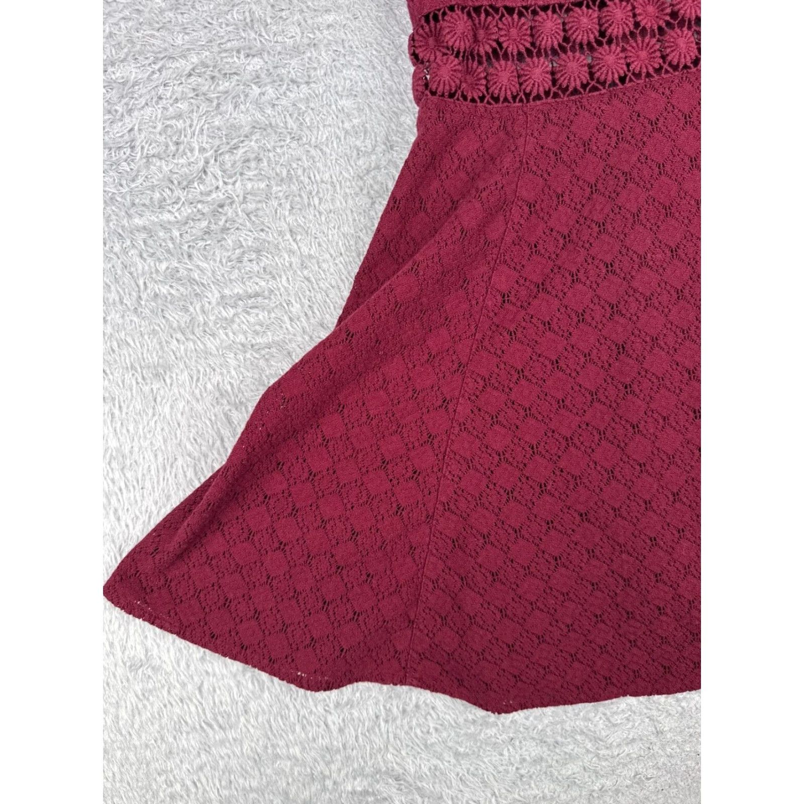 Free People VINTAGE Free People Dress Womens 4 Burgundy Cutout Daisy Waist Dress Cotton Blend Size S / US 4 / IT 40 - 6 Thumbnail