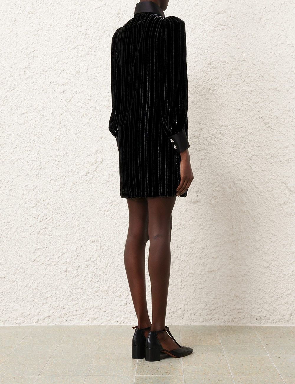 Zimmermann oc11z0925 Illustration Velvet Mini Dress in Black Size M / US 6-8 / IT 42-44 - 4 Thumbnail