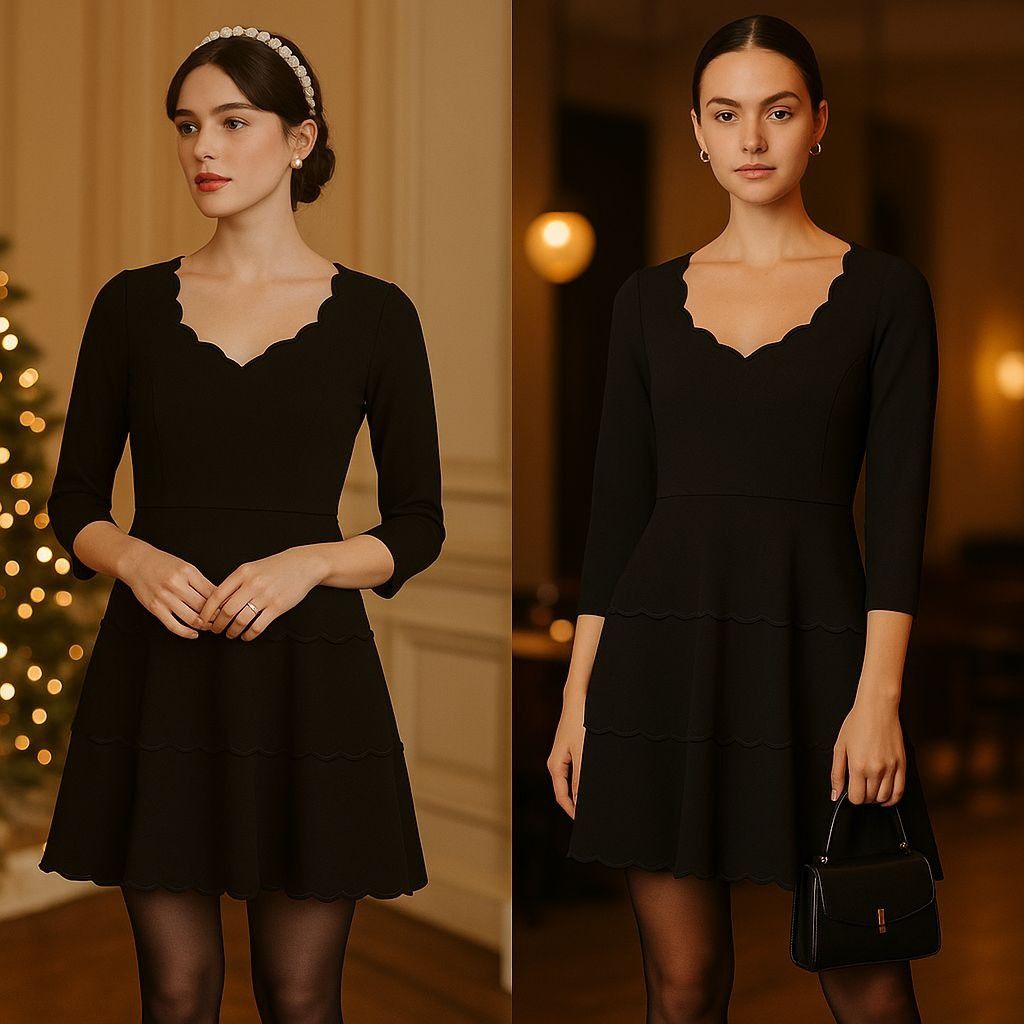 Kate Spade Kate Spade Black Scalloped Dress – Coquette, Quiet Luxury, H Size M / US 6-8 / IT 42-44 - 1 Thumbnail