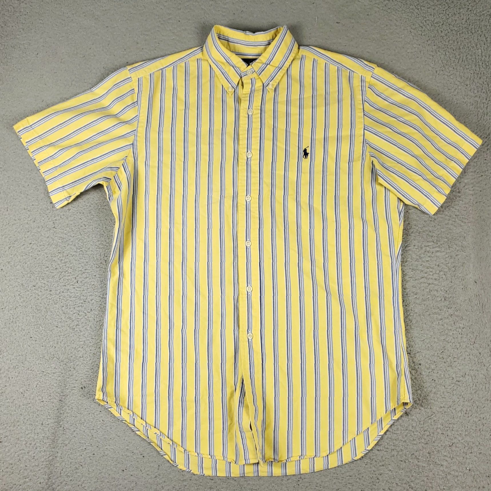 Ralph Lauren Ralph Lauren Button-Up Shirt Mens Medium Yellow Blue Striped Collared Short Sleeve Size US M / EU 48-50 / 2 - 2 Thumbnail