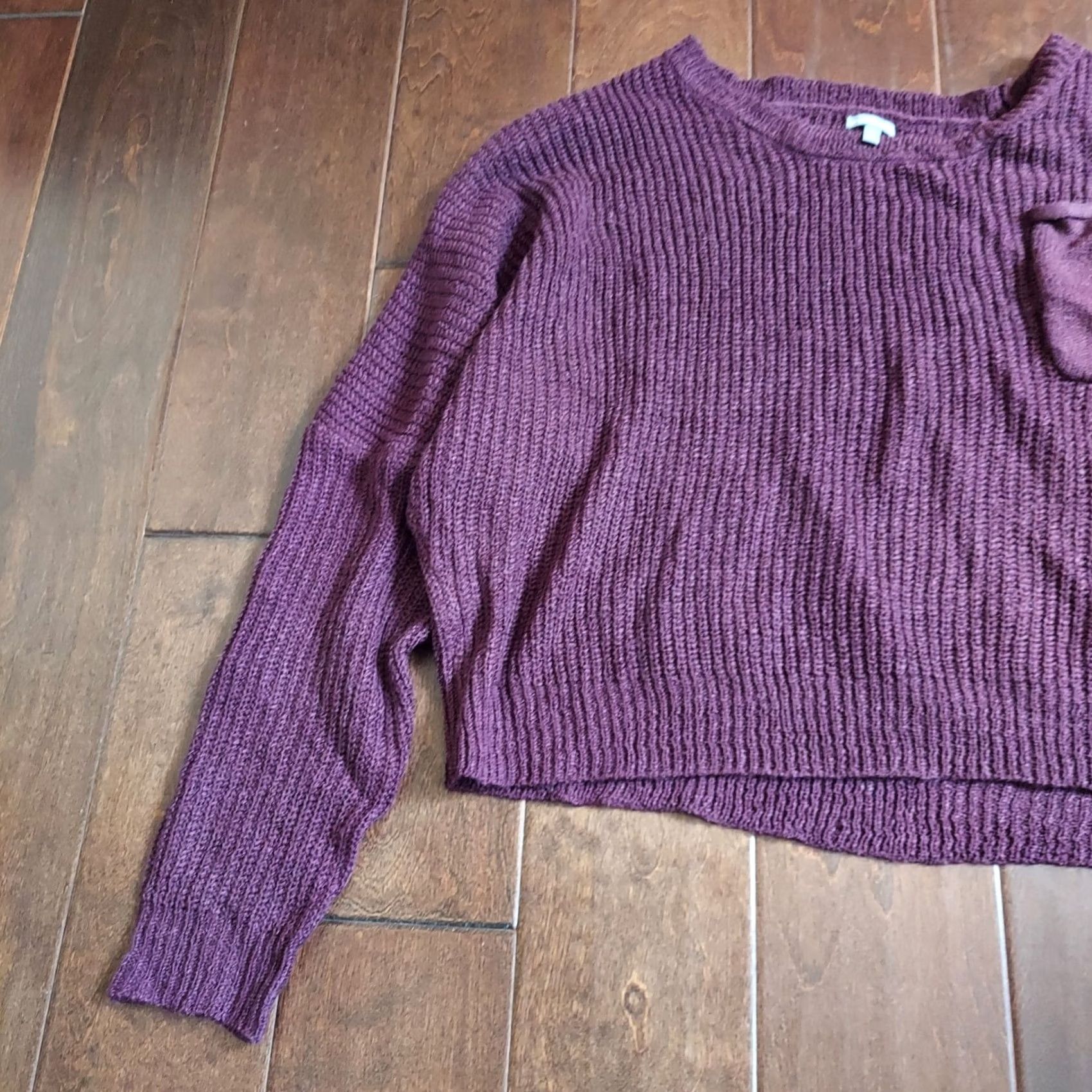 Vintage Charlotte Russe Maroon Burgundy Cropped Knit Sweater XL Womens Retail Size XL / US 12-14 / IT 48-50 - 3 Thumbnail