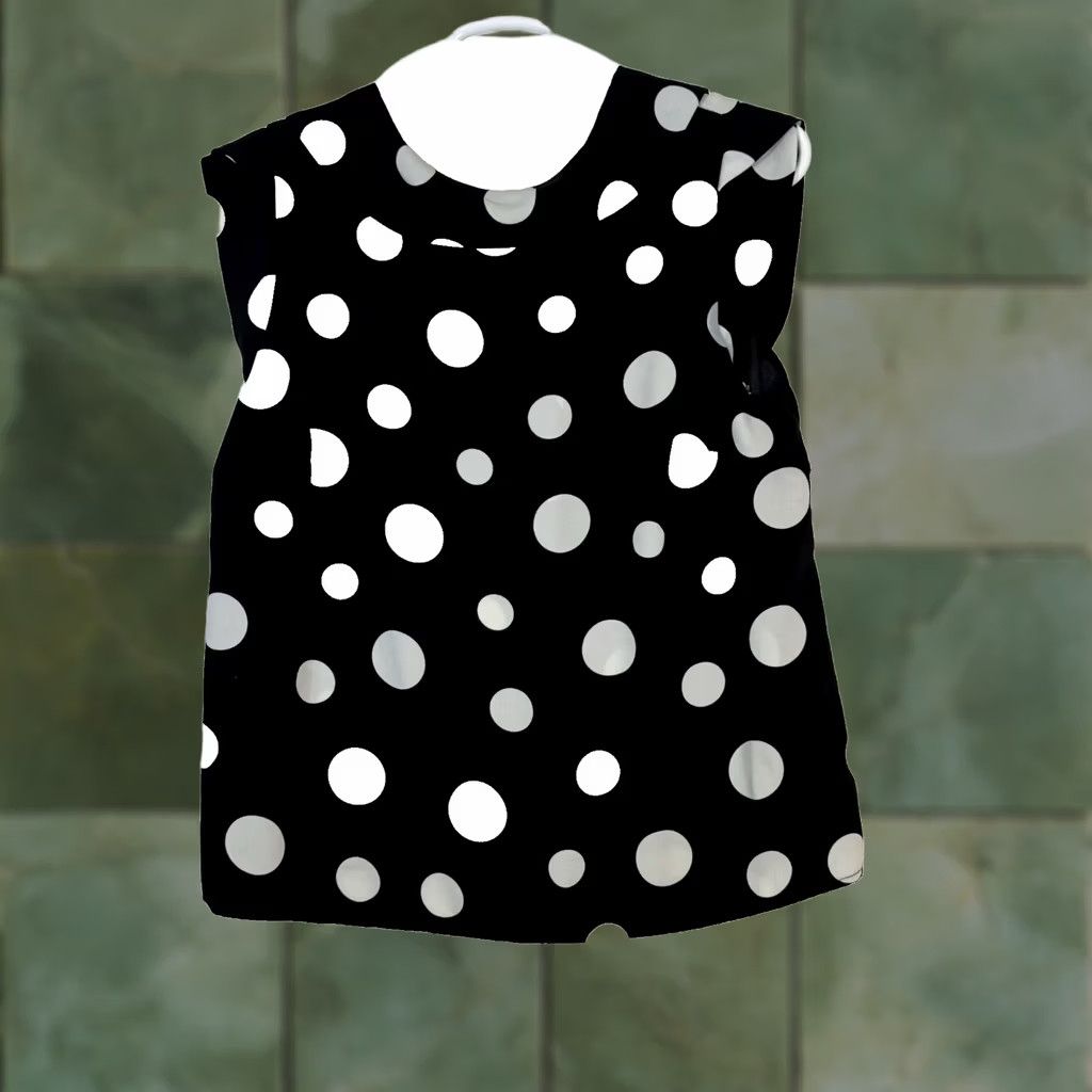 Vintage Blouse Top Women’s 36″ Chest Black White Polka Dot Cap Sleeve Collared Size XS / US 0-2 / IT 36-38 - 1 Thumbnail