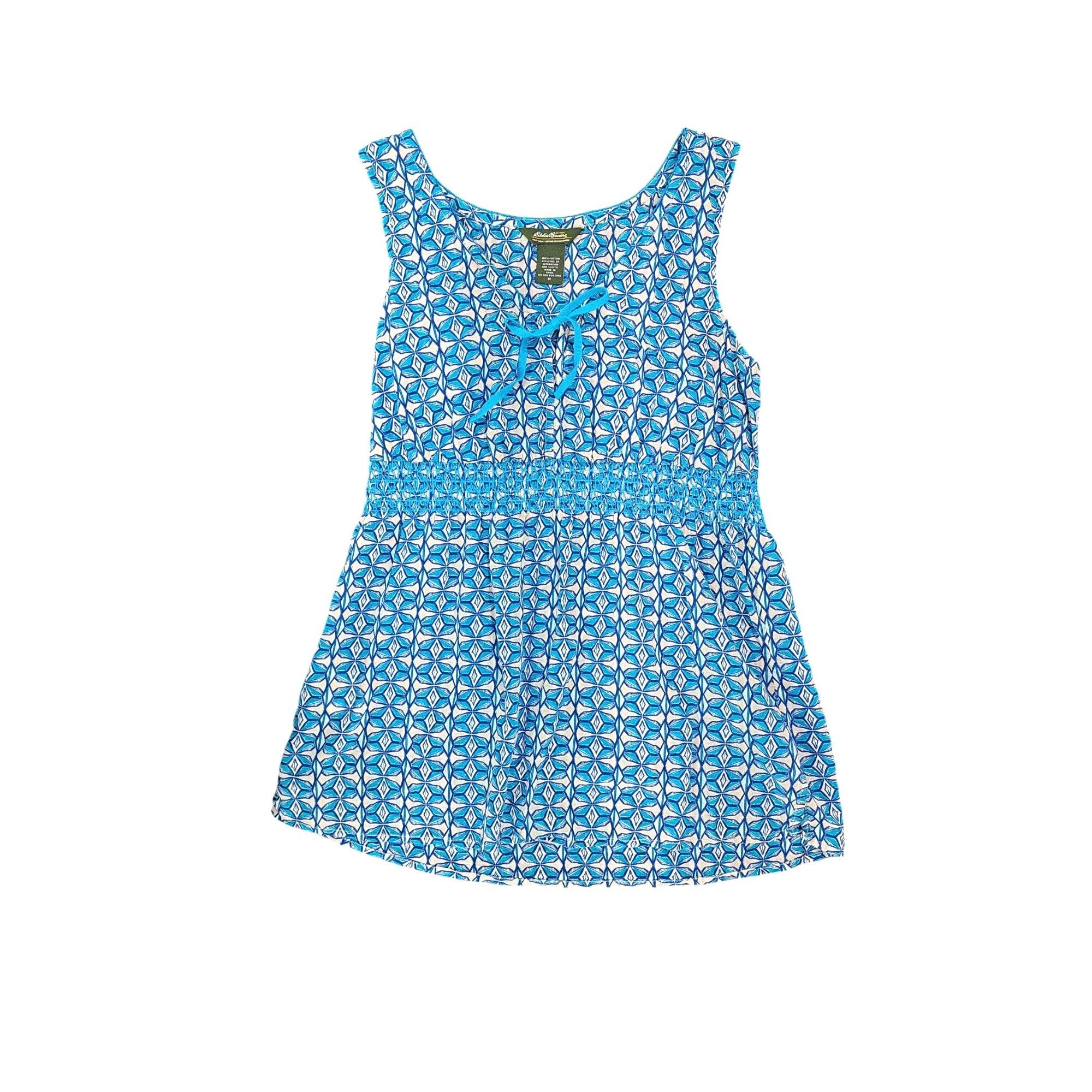 Eddie Bauer Eddie Bauer Blue Teal Geometric Sleeveless V Neck Blouse Top Size M / US 6-8 / IT 42-44 - 3 Thumbnail