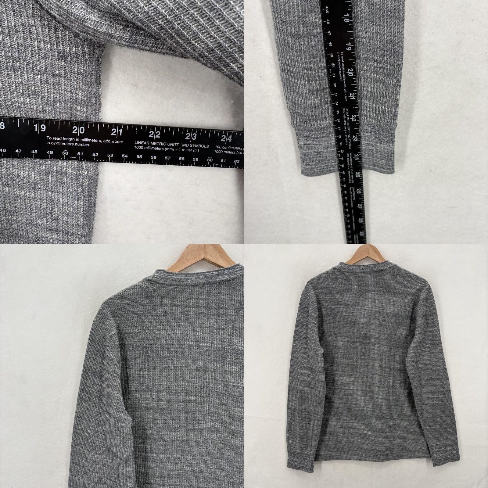 Vince Vince Sweater Mens Medium Gray Waffle Knit Crewneck Long Sleeve Thermal Cotton Size US M / EU 48-50 / 2 - 8 Thumbnail