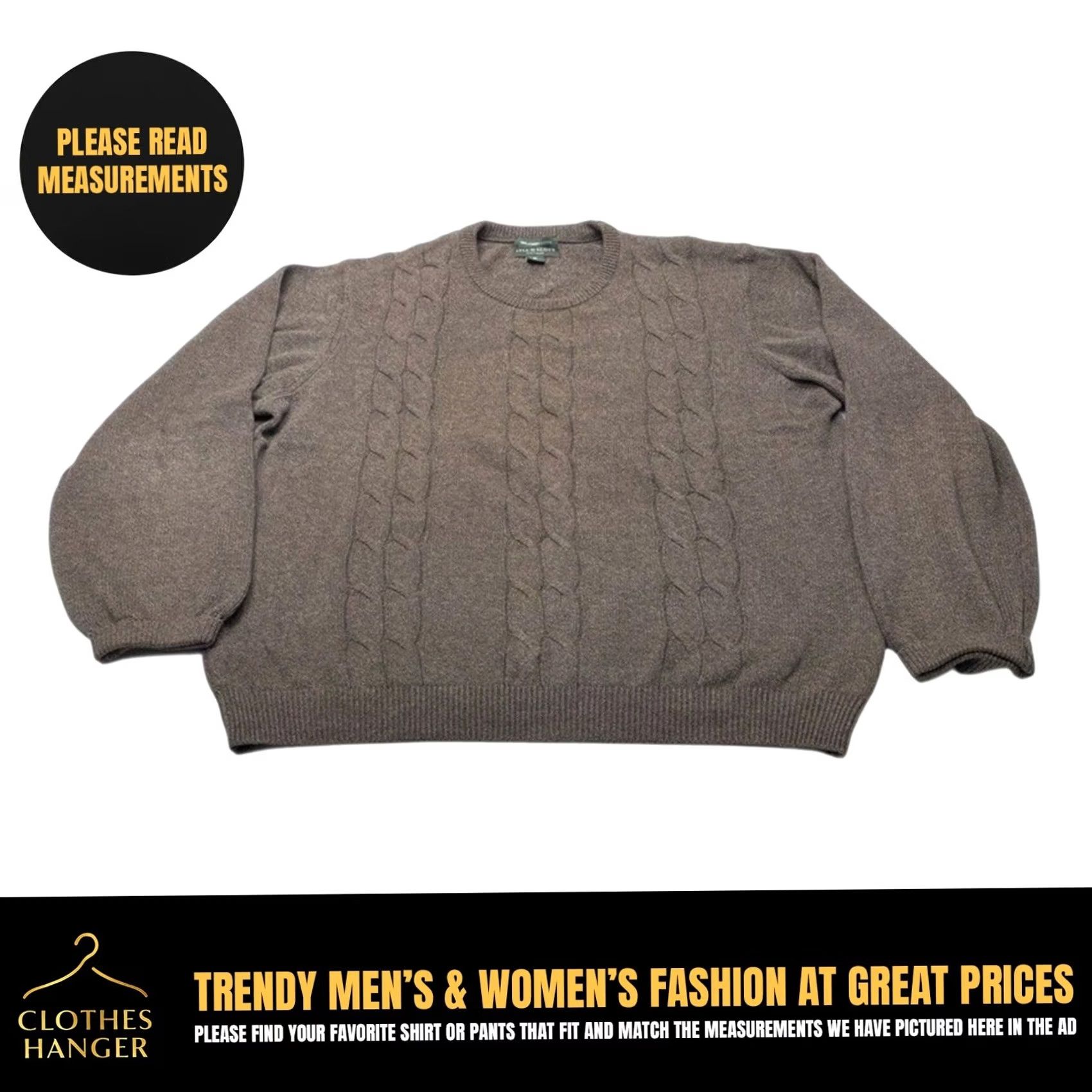 Lyle & Scott LYLE & SCOTT Scotland Crew Neck Sweater Mens XL Cable Knit 100% Combed Cotton Size US XL / EU 56 / 4 - 2 Thumbnail