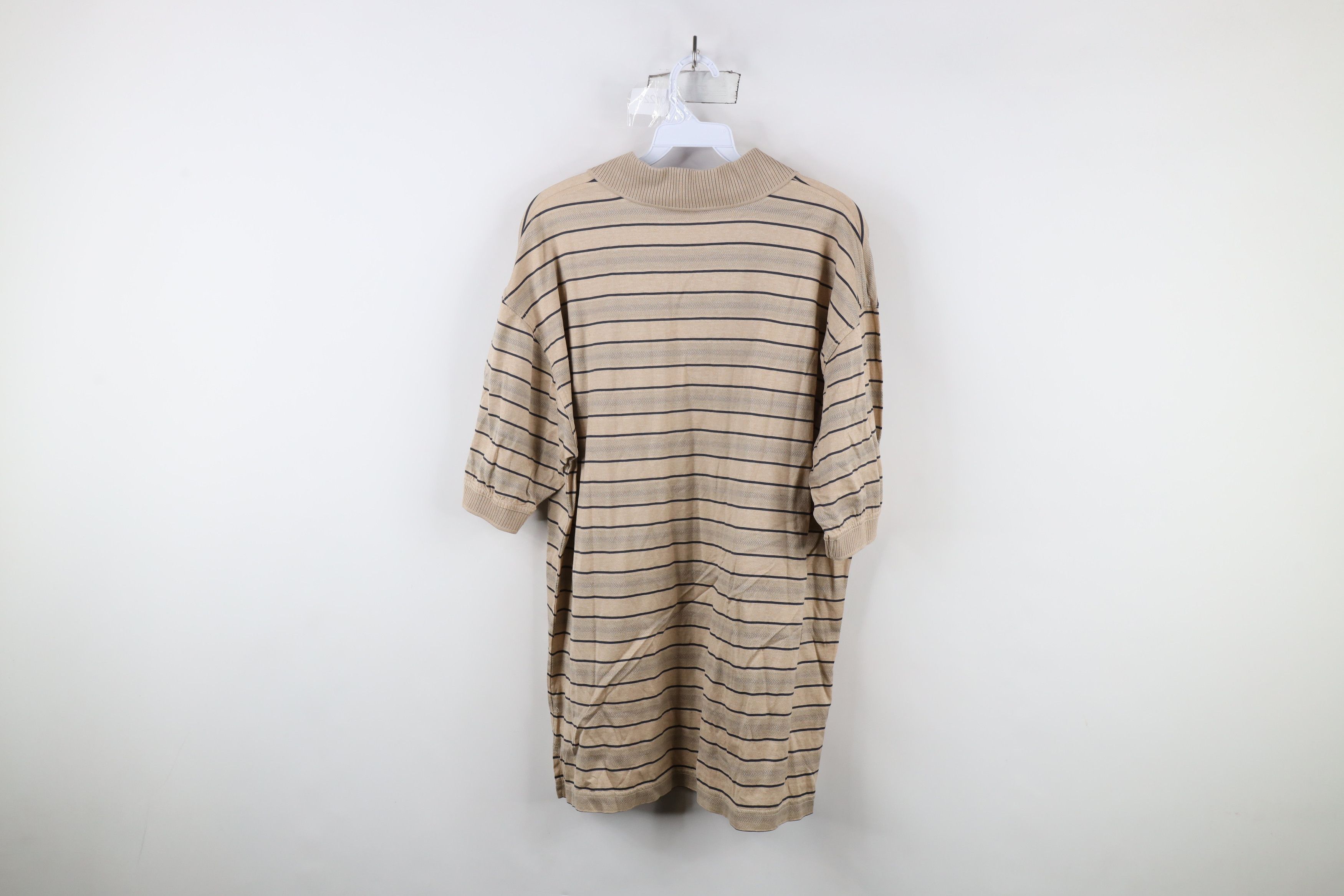 PING × Vintage Vintage 90s Ping Golf Striped Short Sleeve Polo Shirt Beige Size US L / EU 52-54 / 3 - 8 Thumbnail