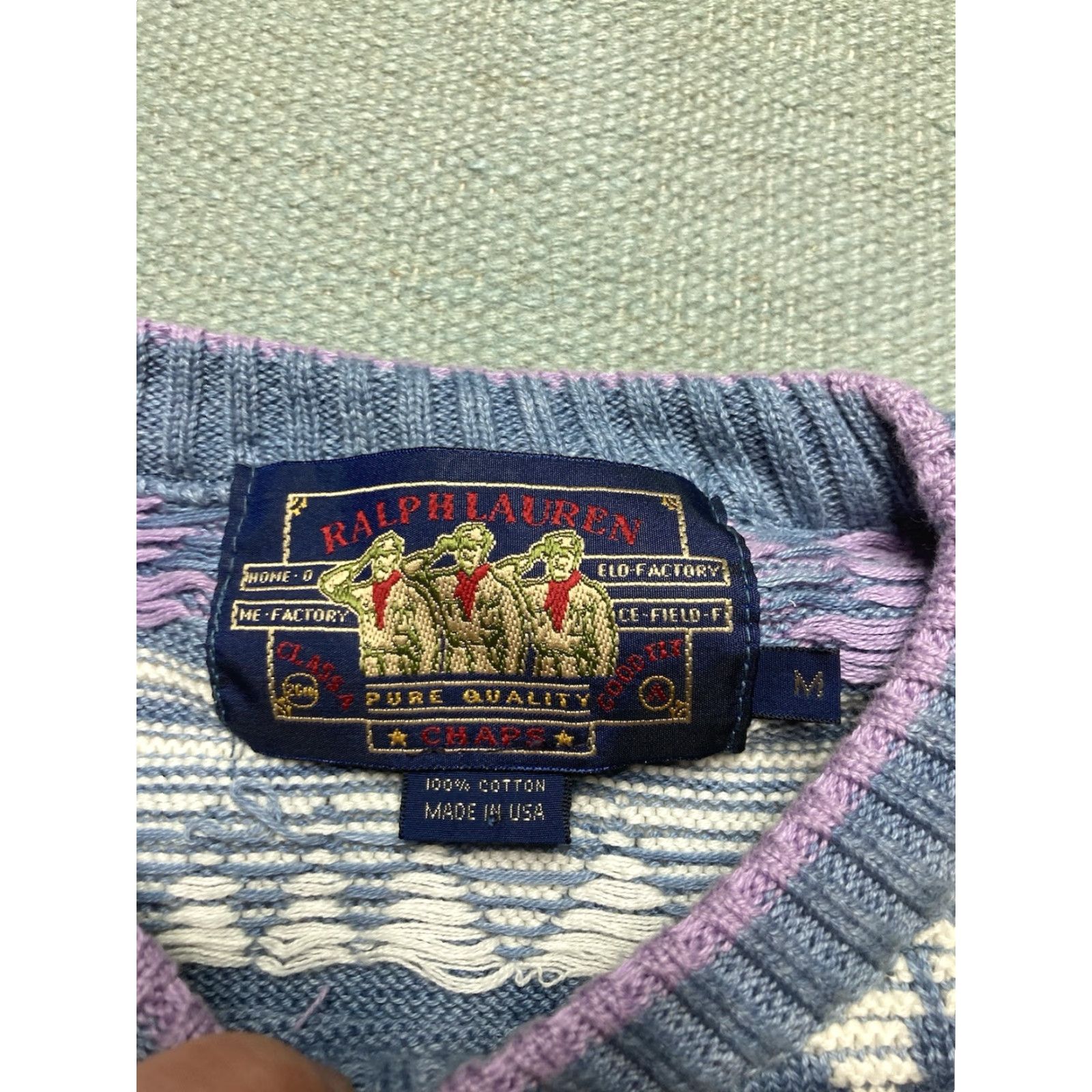 Ralph Lauren VINTAGE Ralph Lauren Knit Sweater Men Chaps Cotton Pastel Aztec Fairy Kei Medium Shirt Size US M / EU 48-50 / 2 - 5 Thumbnail