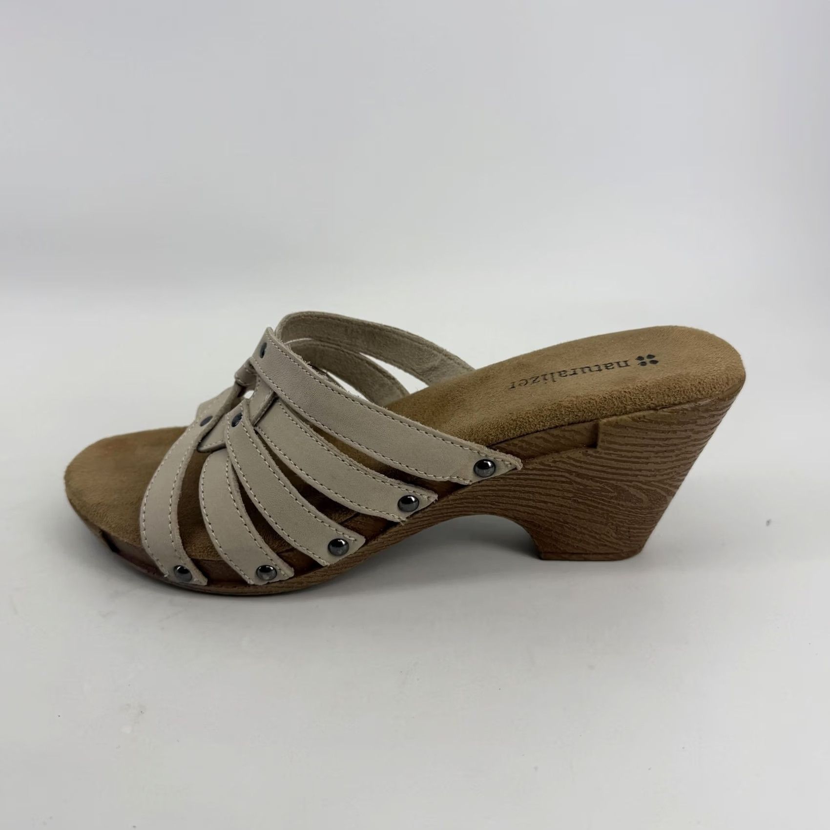 Naturalizer Naturalizer Captain-Rice Nubuck Sandals Womens Size 9M Tan Beige Wedge Comfort Slips On Strappy Size US 9 / IT 39 - 6 Thumbnail