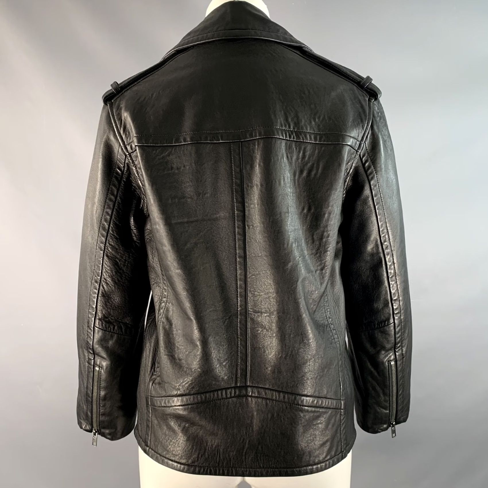 Vince VINCE Black Leather Lambskin Biker Jacket Size S Women Size S / US 4 / IT 40 - 3 Thumbnail