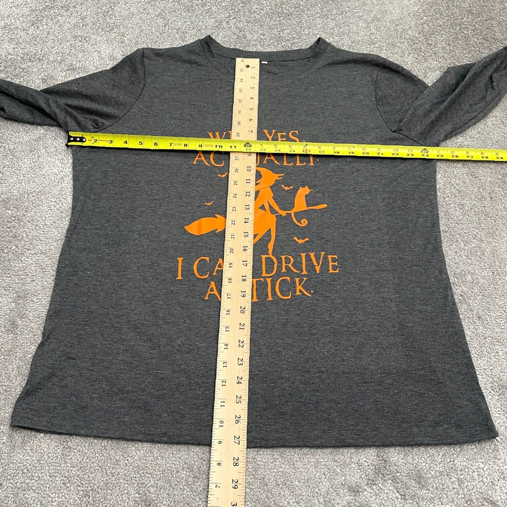 Vintage Unbranded Graphic Witch T-Shirt Womens 3XL Dark Gray Long Sleeve Crew Neck NWOT Size XXL / US 16-18 / IT 52-54 - 7 Thumbnail