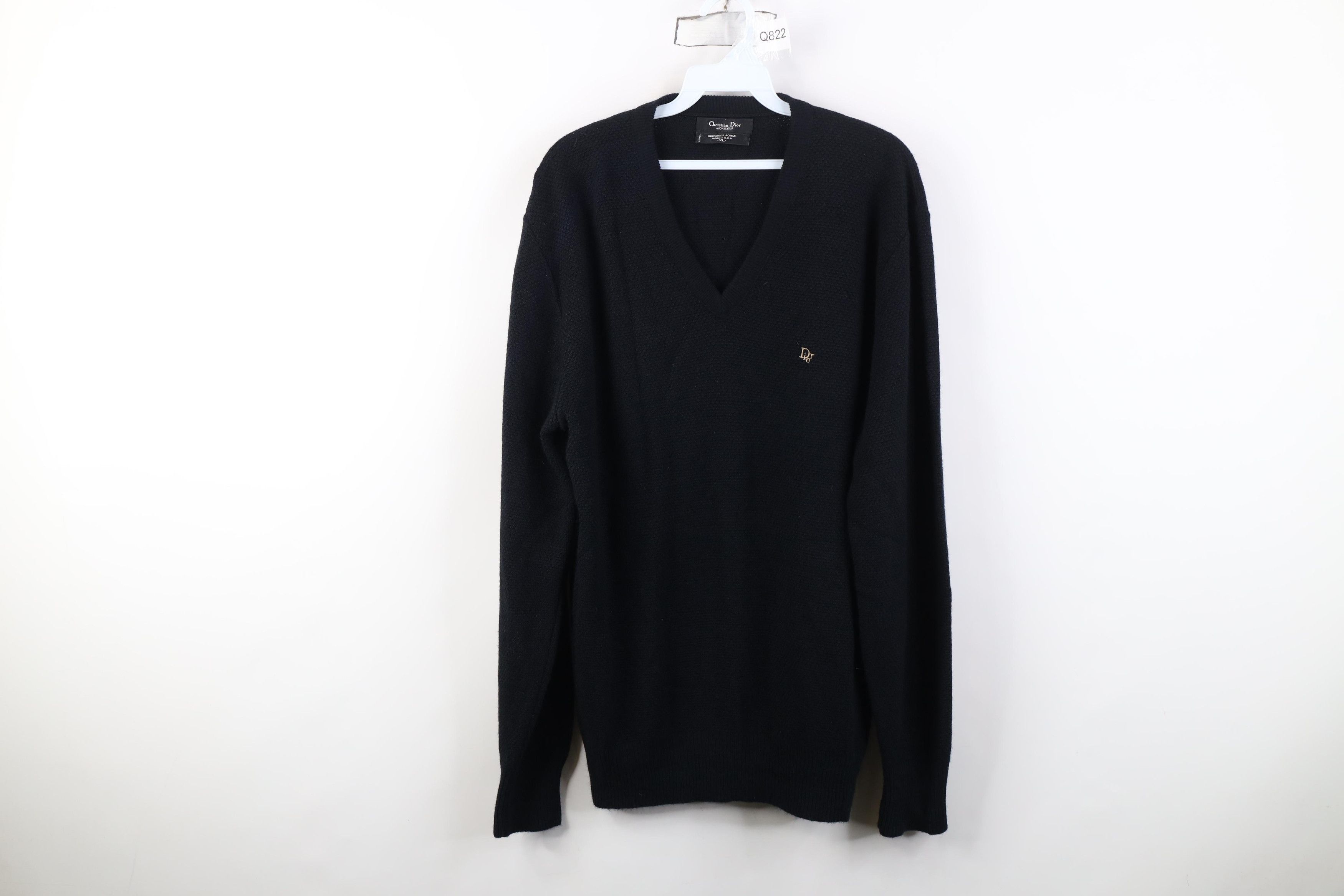 Christian Dior Monsieur Vintage 90s Christian Dior Thermal Knit Sweater Black USA Size US XL / EU 56 / 4 - 1 Thumbnail