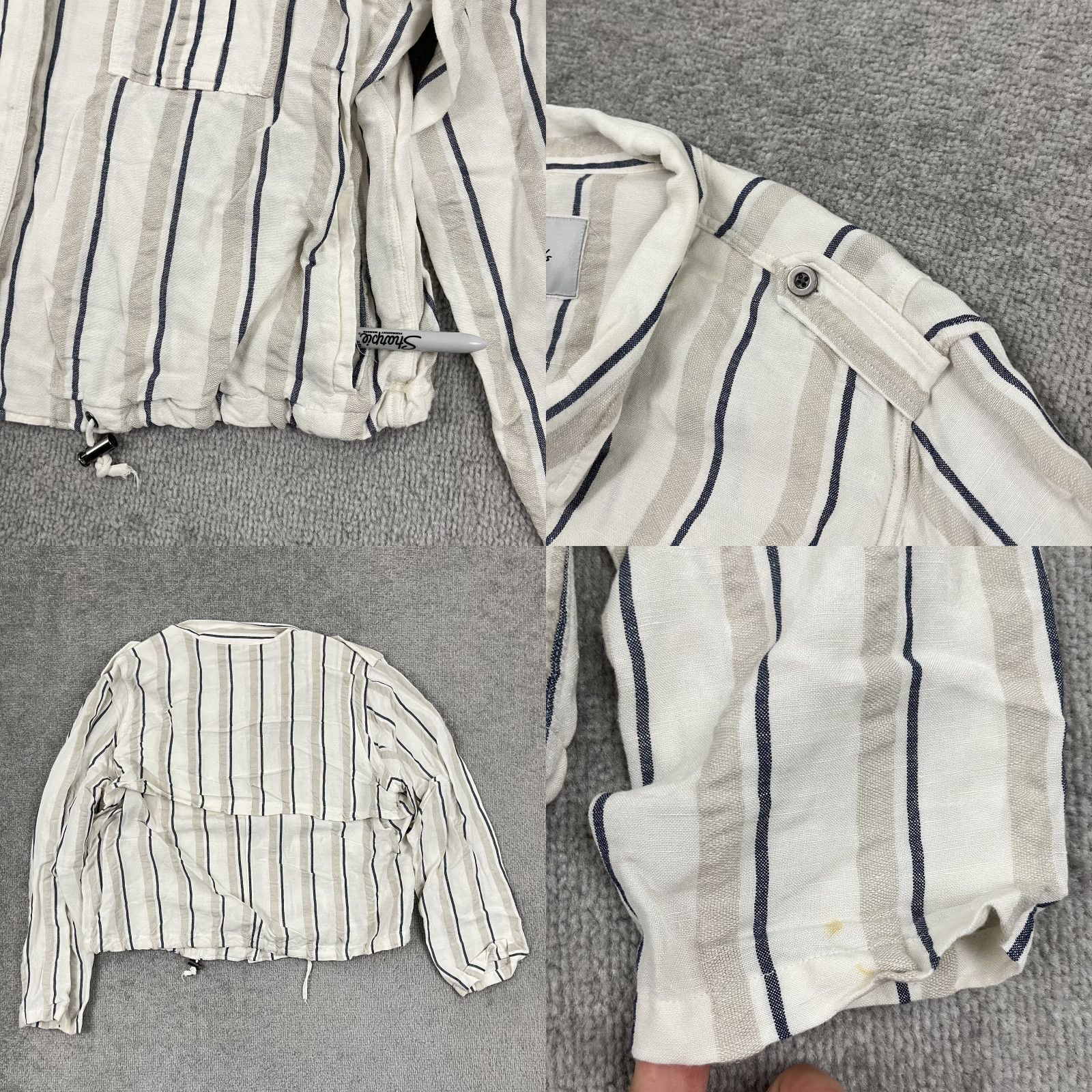Rails Rails Rowen Shirt Womens Large Coco Stripe White Blue Linen Lightweight Jacket Shirt Size L / US 10 / IT 46 - 8 Thumbnail