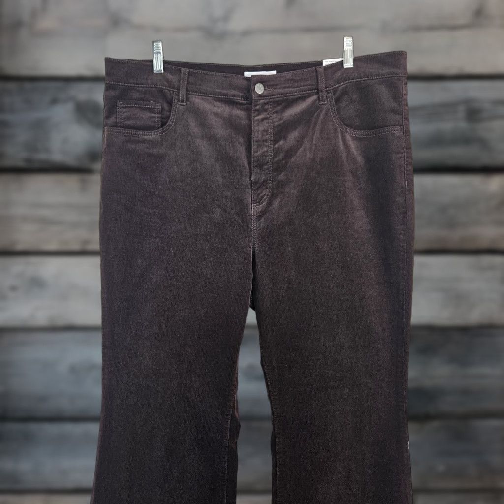Ann Taylor LOFT Womens Slim Flare Corduroy Pants Sz 18 Brown High Rise