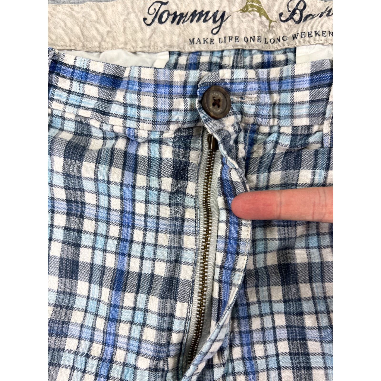 Tommy Bahama Tommy Bahama Shorts Mens 38 Blue Plaid Linen Tencel Blend Beach Vacation Vegas Size US 38 / EU 54 - 6 Thumbnail