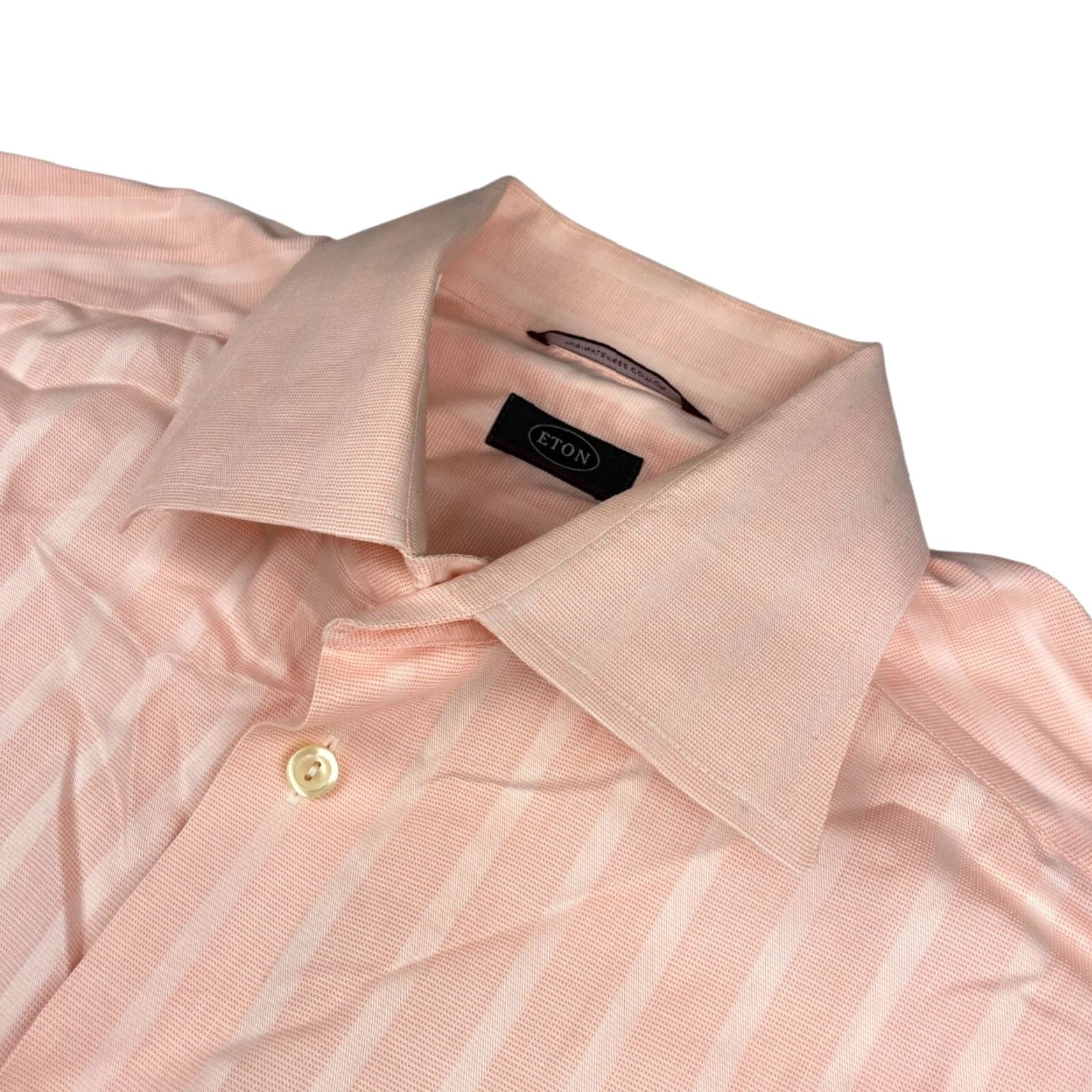 Eton Etón Dress Shirt XL 100% Cotton Wrinkle-Resistant Peach Stripe Long Sleeve Mens Shirt Size 46R - 2 Thumbnail