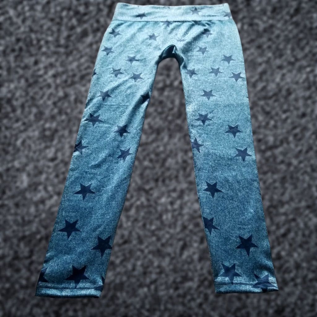 Denime First Looks Women's Denim Star Leggings Jeans Jegging Ankle Stretch Blue L/XL Star Pattern Activewear Womens Size 36" / US 14 / IT 50 - 1 Thumbnail
