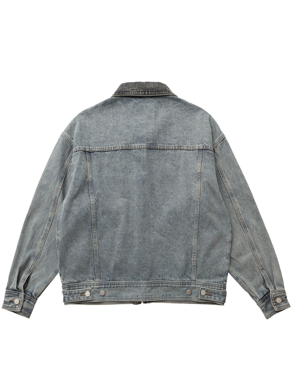 Other Washed Denim Chinese-Button Work Jacket | Folk Outerwear Size US M / EU 48-50 / 2 - 2 Thumbnail